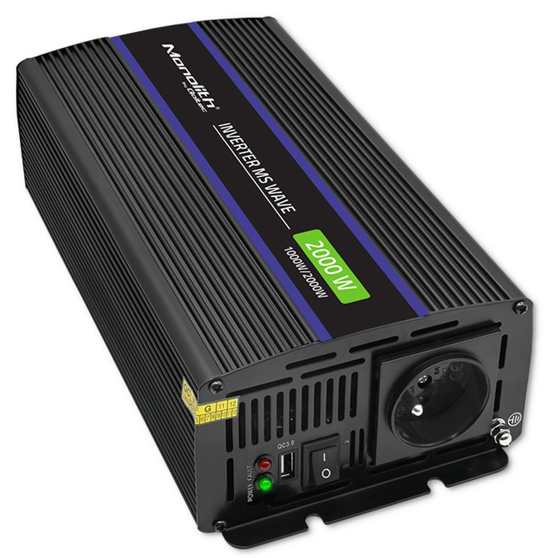 

Qoltec Przetwornica napięcia Monolith 2000 MS Wave | 12V na 230V | 1000/2000W | USB