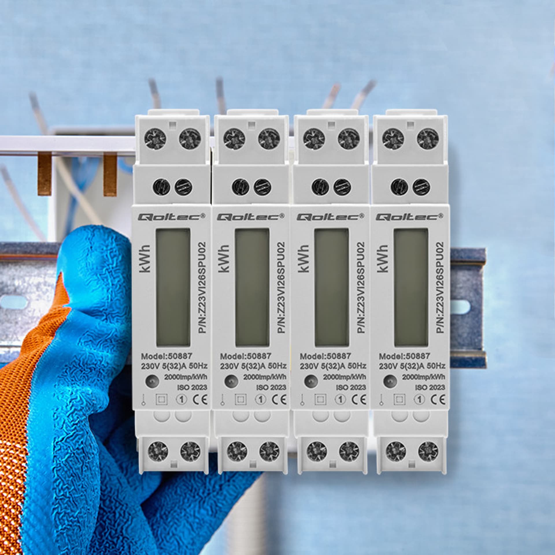 

Qoltec Jednofazowy elektroniczny licznik | miernik zużycia energii na szynę DIN | 230V | LCD | 1P | Slim