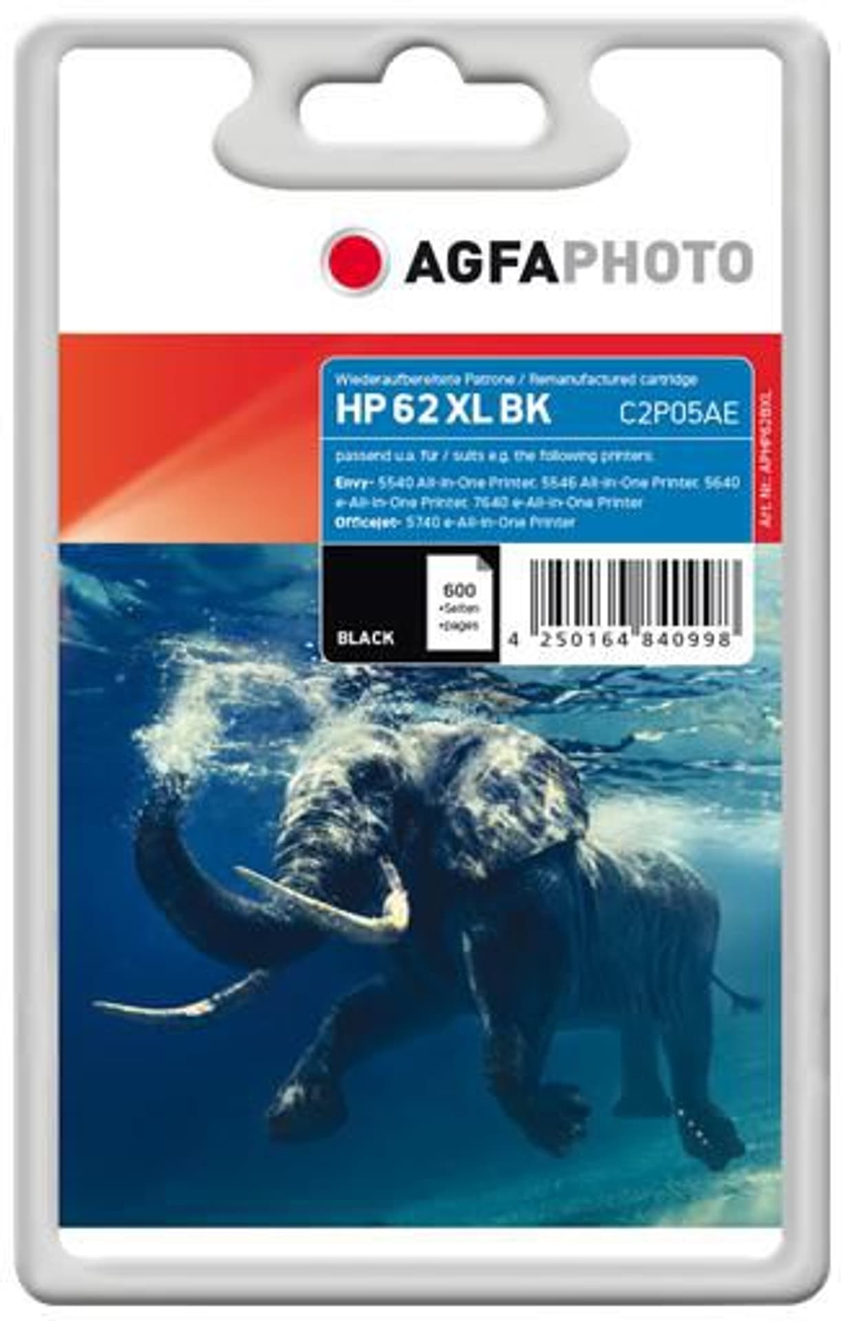 

AgfaPhoto Ink Black HP No. 62 XL