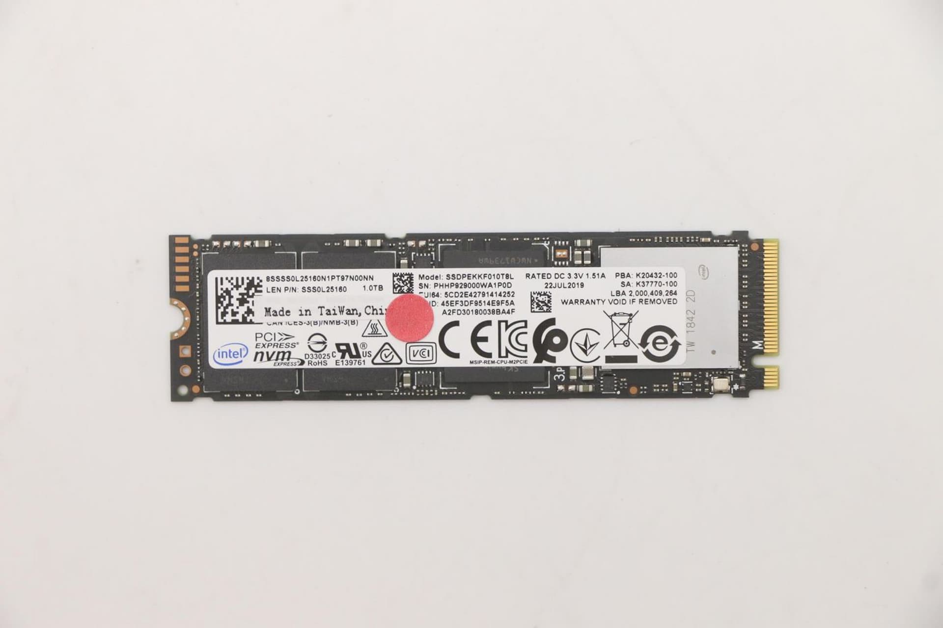 

Lenovo SSD M.2 2280 1TB OPAL 2.0 FRU