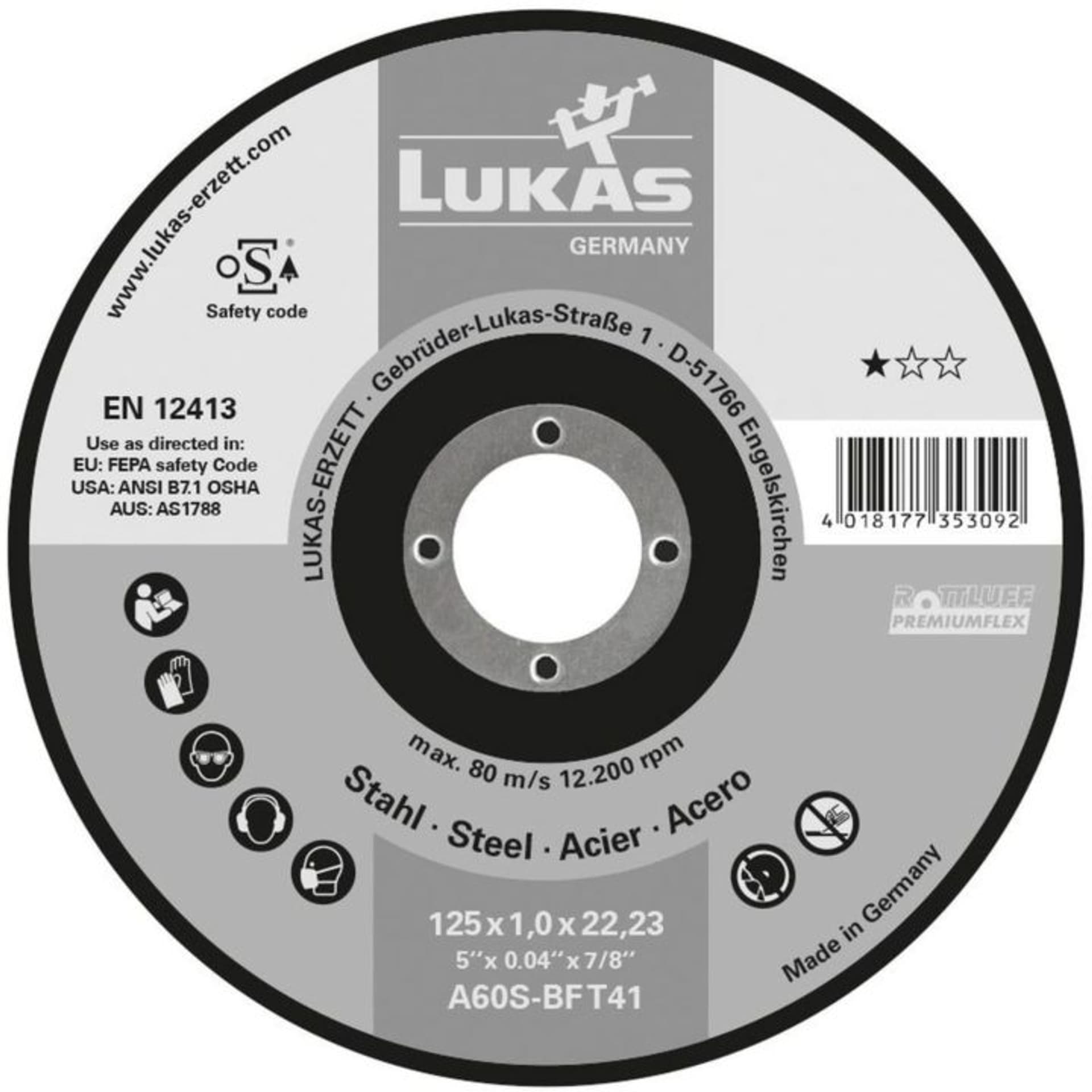 

TARCZA PŁASKA T1A 125*1.6*22 A46T-BF PREMIUMFLEX