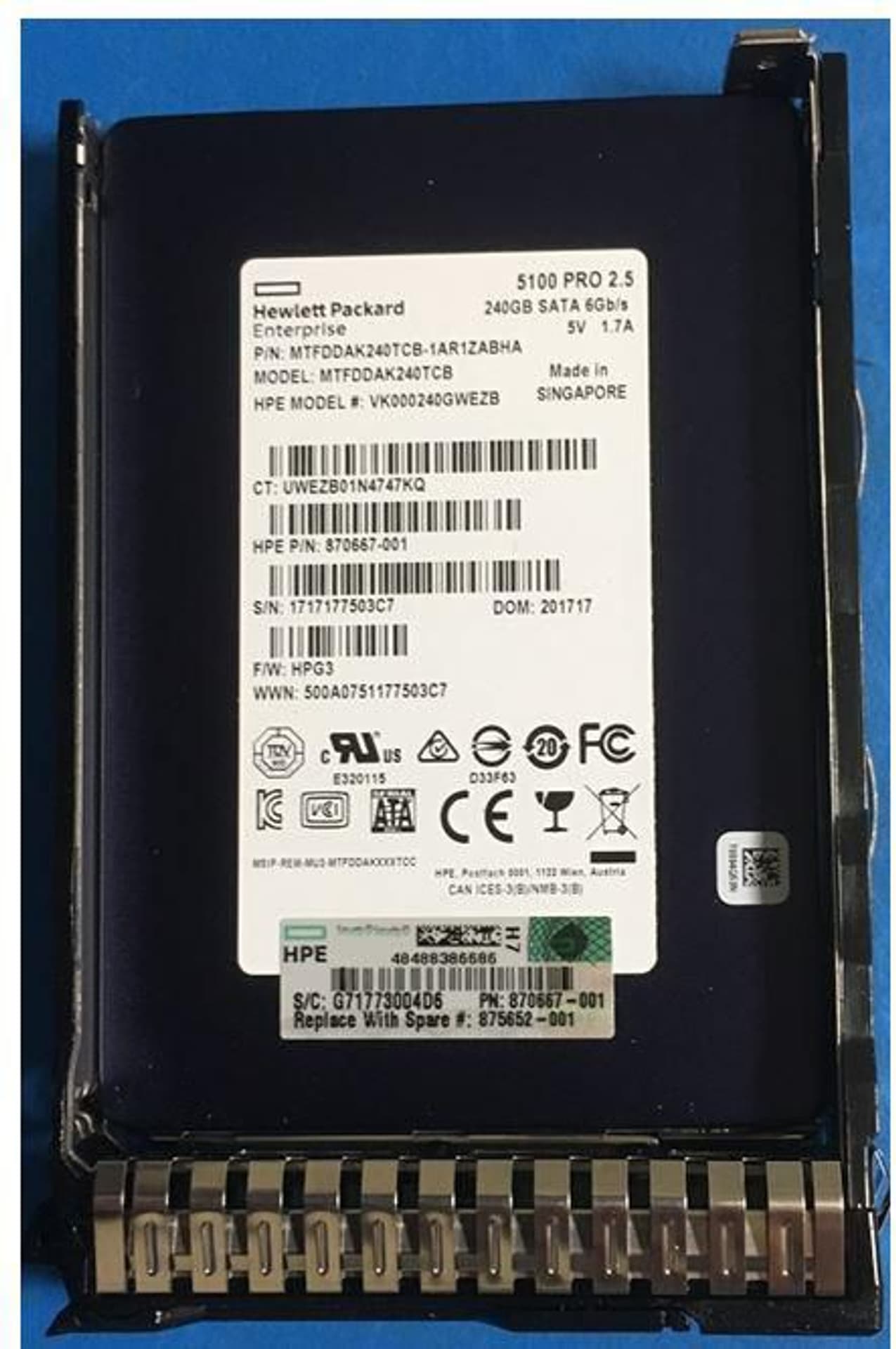 

Hewlett Packard Enterprise SSD 240GB SFF SATA RI DS SC