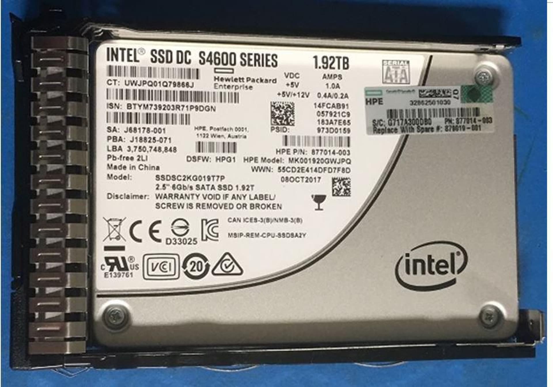 

Hewlett Packard Enterprise SSD 1.92TB 6G SFF SATA MU SC