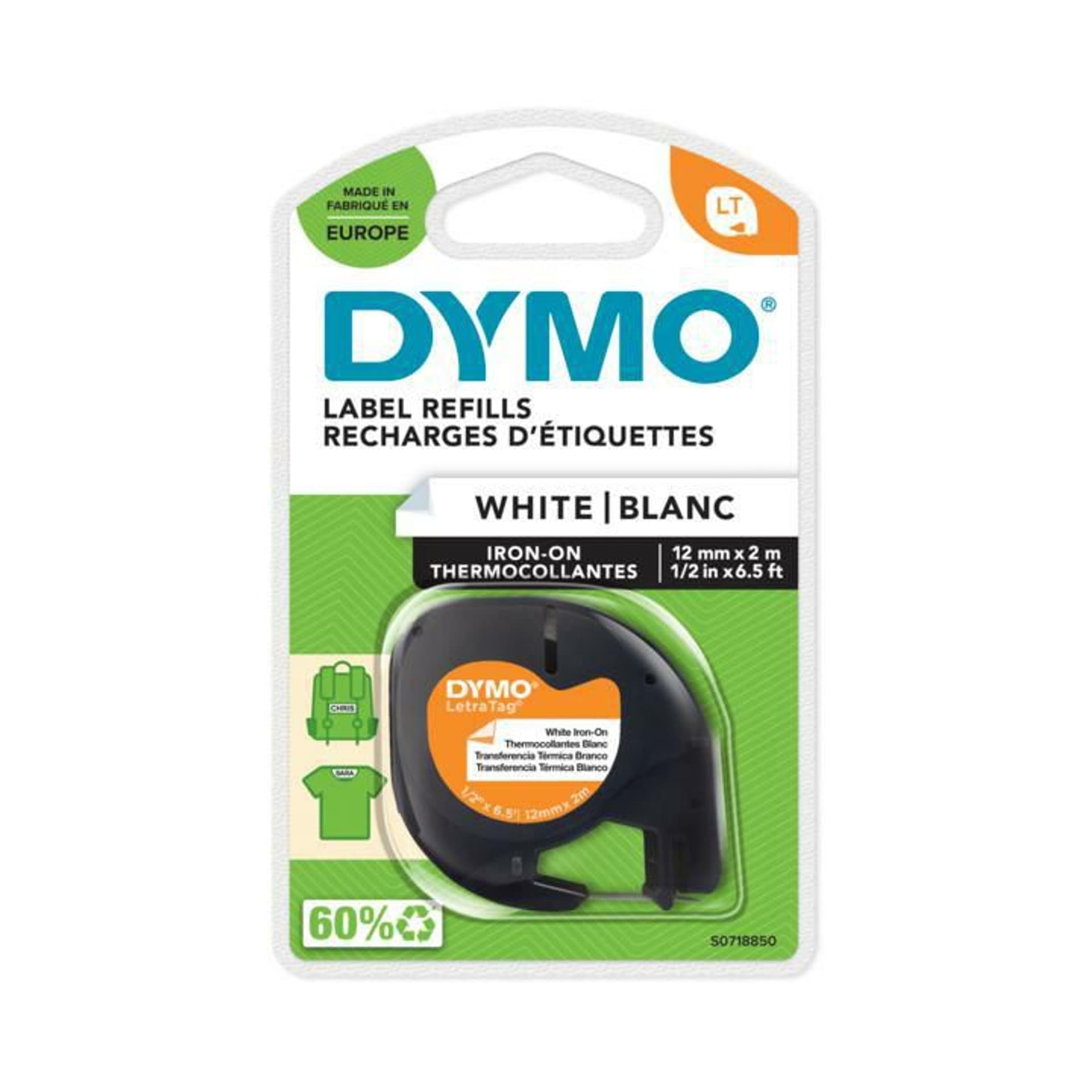 

Dymo oryginalny taśma do drukarek etykiet, Dymo, S0718850, czarny druk/biały podkład, 2m, 12mm, LetraTag taśma metalizowana