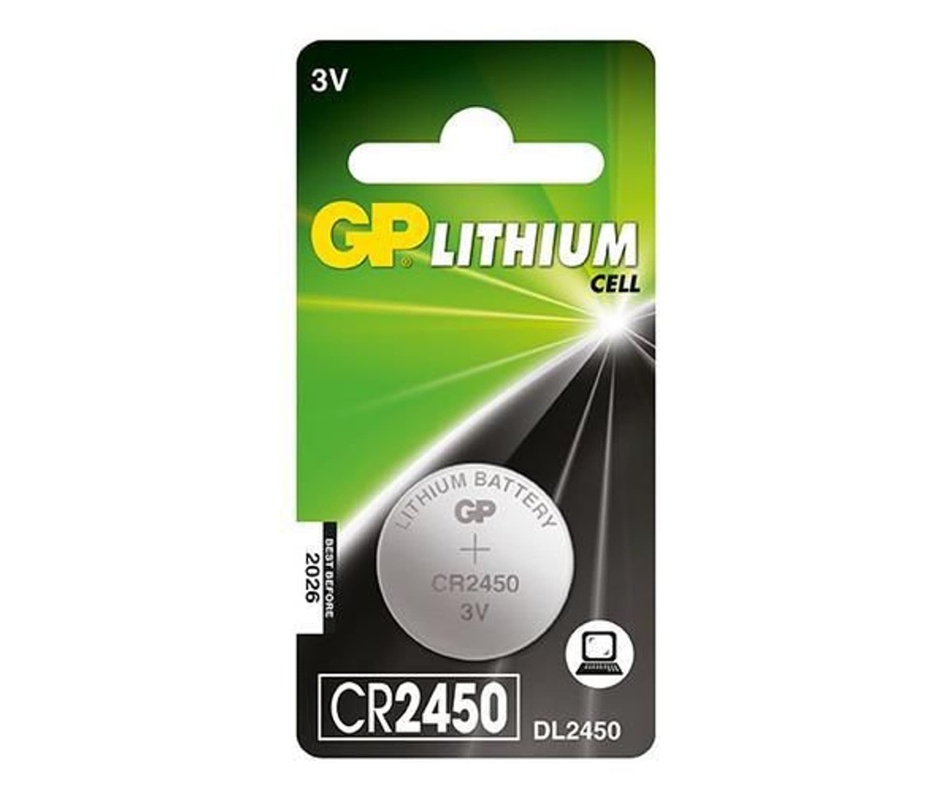 

Bateria litowa, CR2450, 3V, GP, blistr, 1-pack