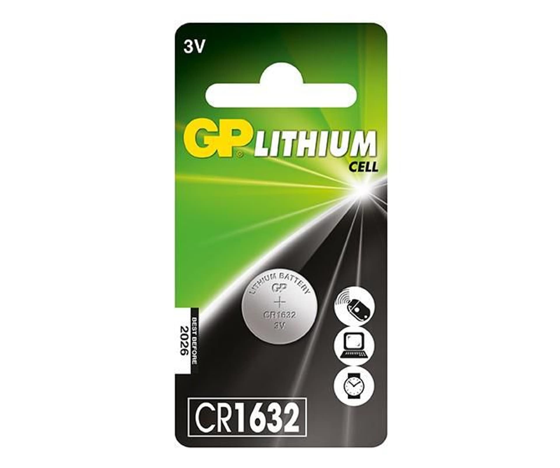 

Bateria litowa, guzikowa, CR1632, 3V, GP, blistr, 1-pack
