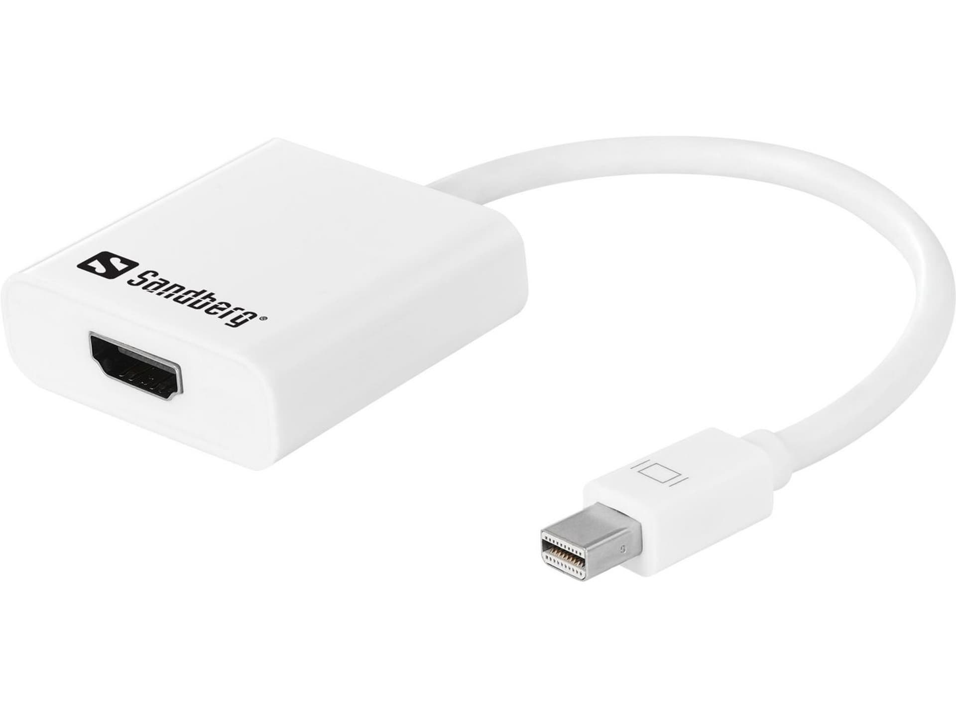 

Adapter SANDBERG Mini DisplayPort (M) - HDMI (F) Mini DisplayPort (wtyk) - HDMI (gniazdo) 508-29, Gniazdo) 508-2