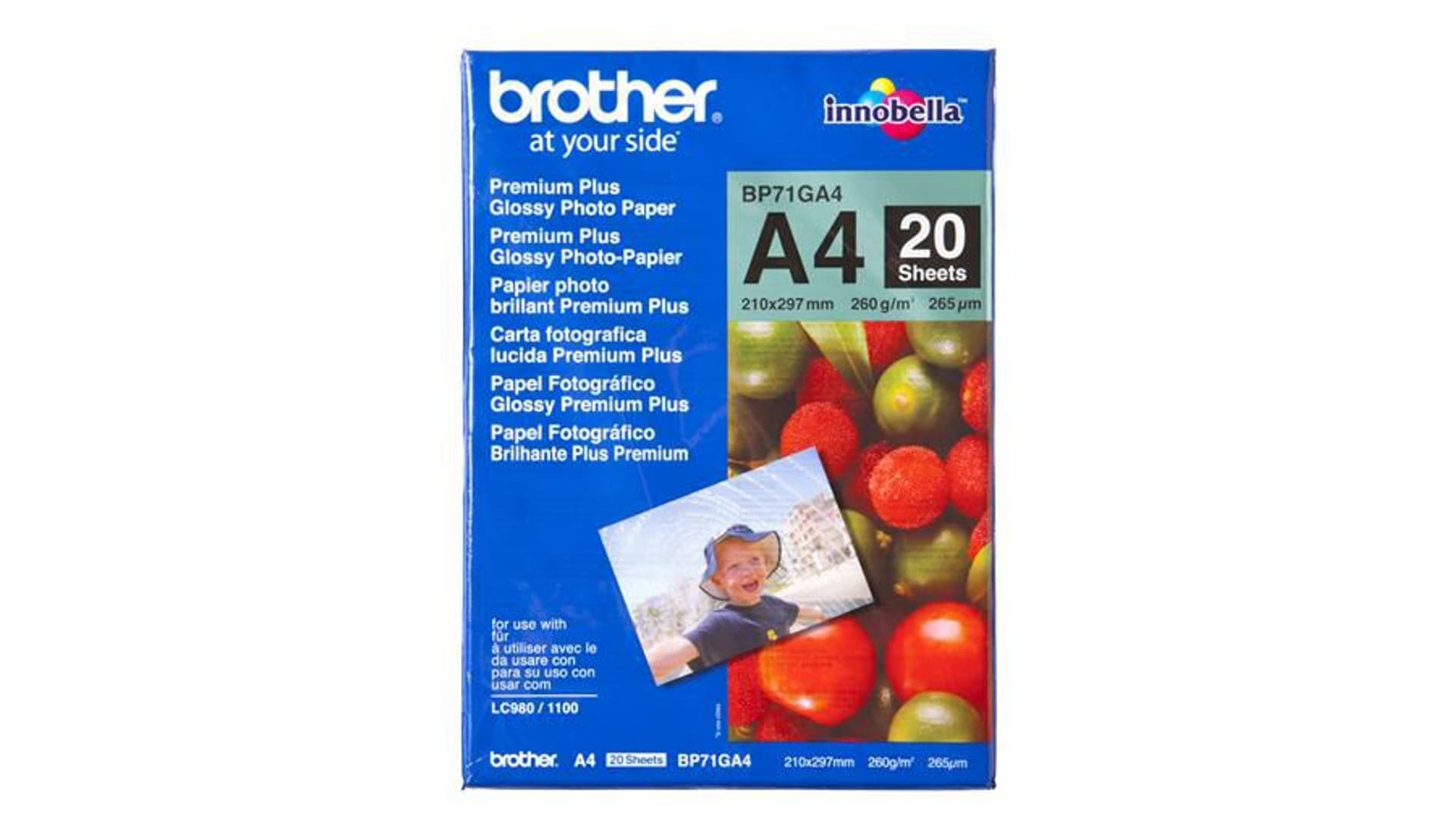 

Brother Glossy Photo Paper, foto papier, połysk, biały, A4, 260 g/m2, 20 szt., BP71GA4, atrament