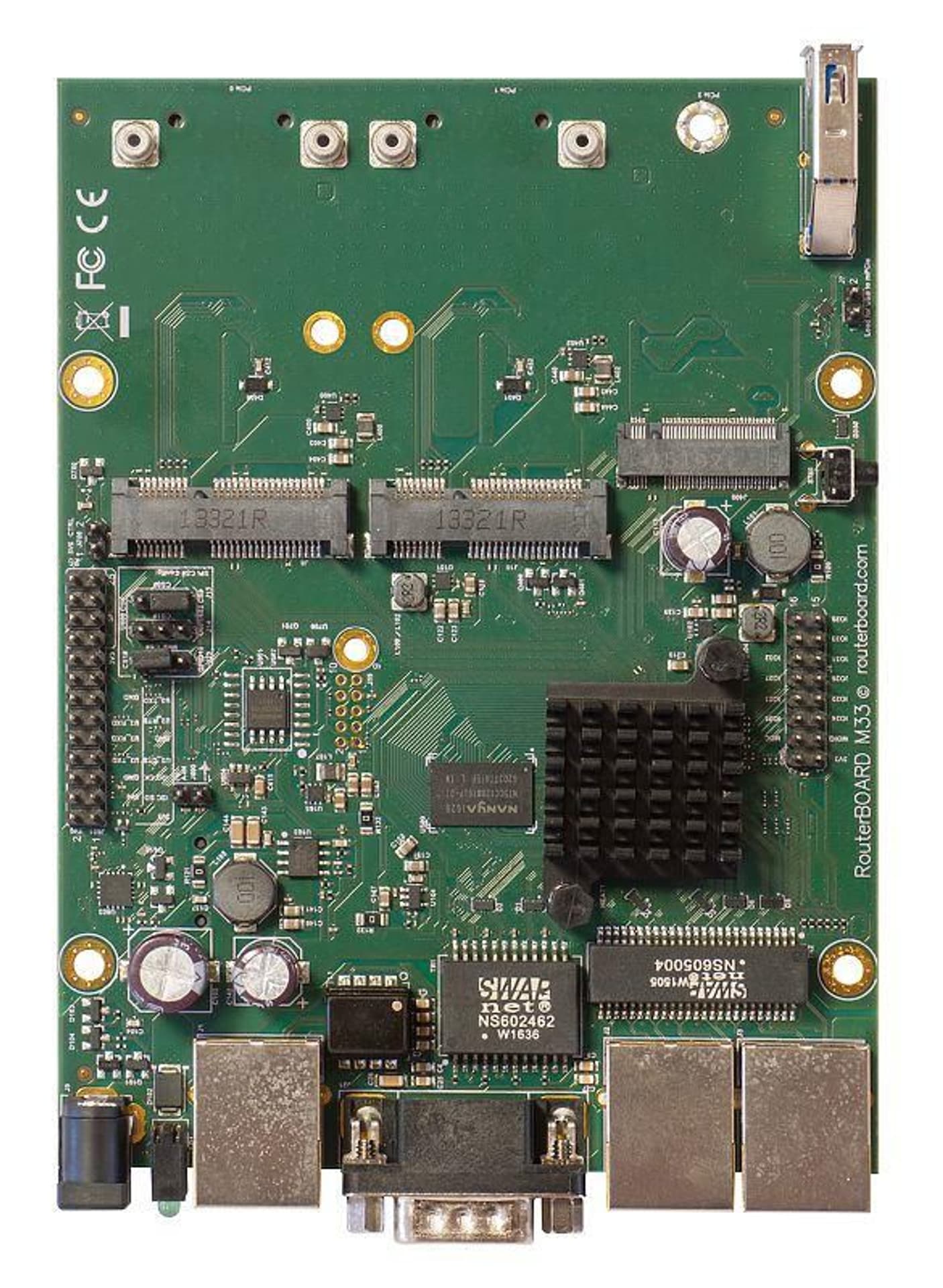 

MIKROTIK RBM33G ROUTERBOARD 2X CPU CORE, 880MHZ, 256MB, 3XGE, 2XMINIPCI, 1XUSB 3.0, MICROSD, M.2 SLOT