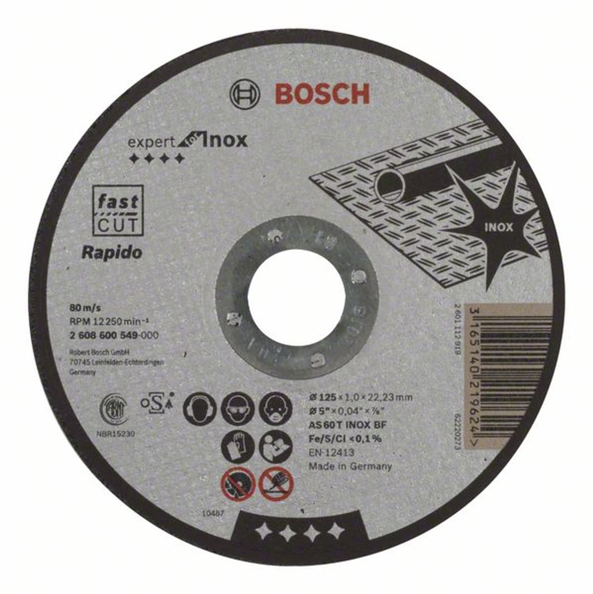 

TARCZA PŁASKA INOX T1A 125*1.0*22 RAPIDO