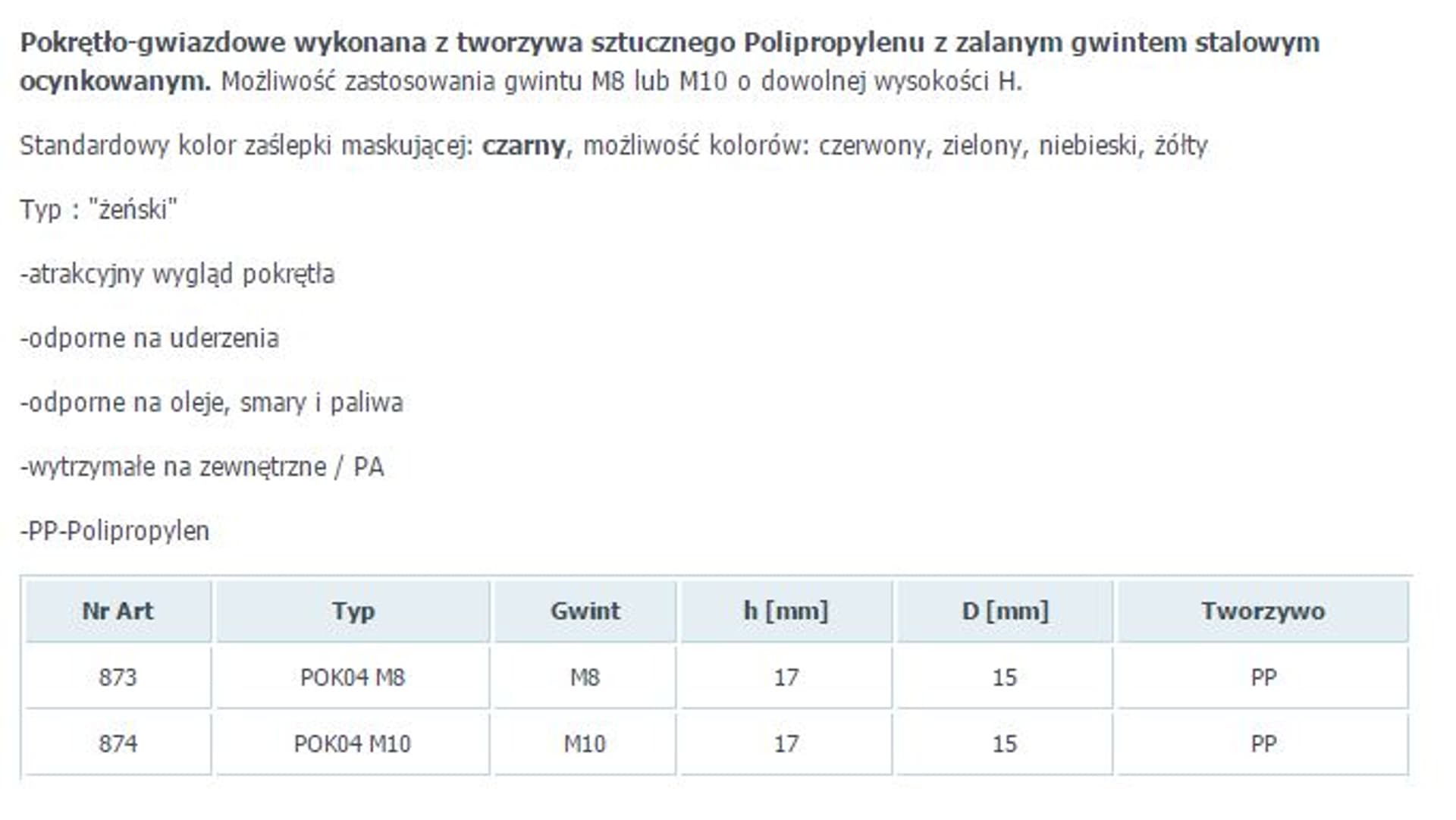 

POKRĘTŁO GWIAZDKOWE POK 04 FI 50 M10 PP 874
