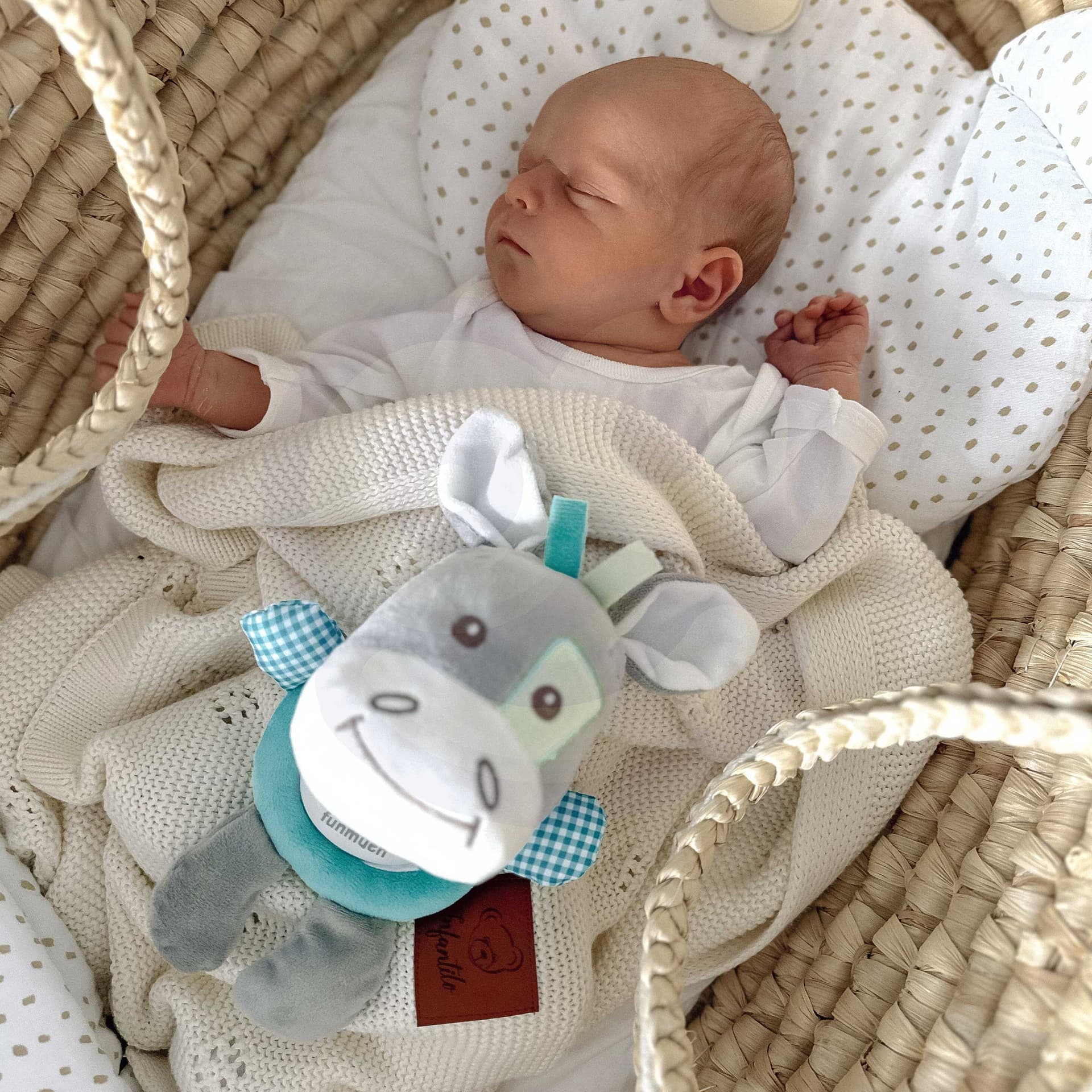 

WOOPIE BABY Interaktywny Pluszak Przytulanka dla Niemowląt Światło Dźwięk Osiołek Usypiacz