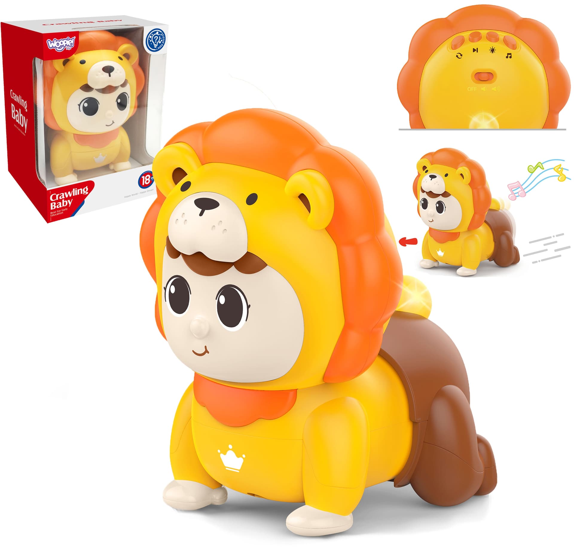 

WOOPIE BABY Raczkujący Bobas Zabawka z Melodiami Świecąca Interaktywna