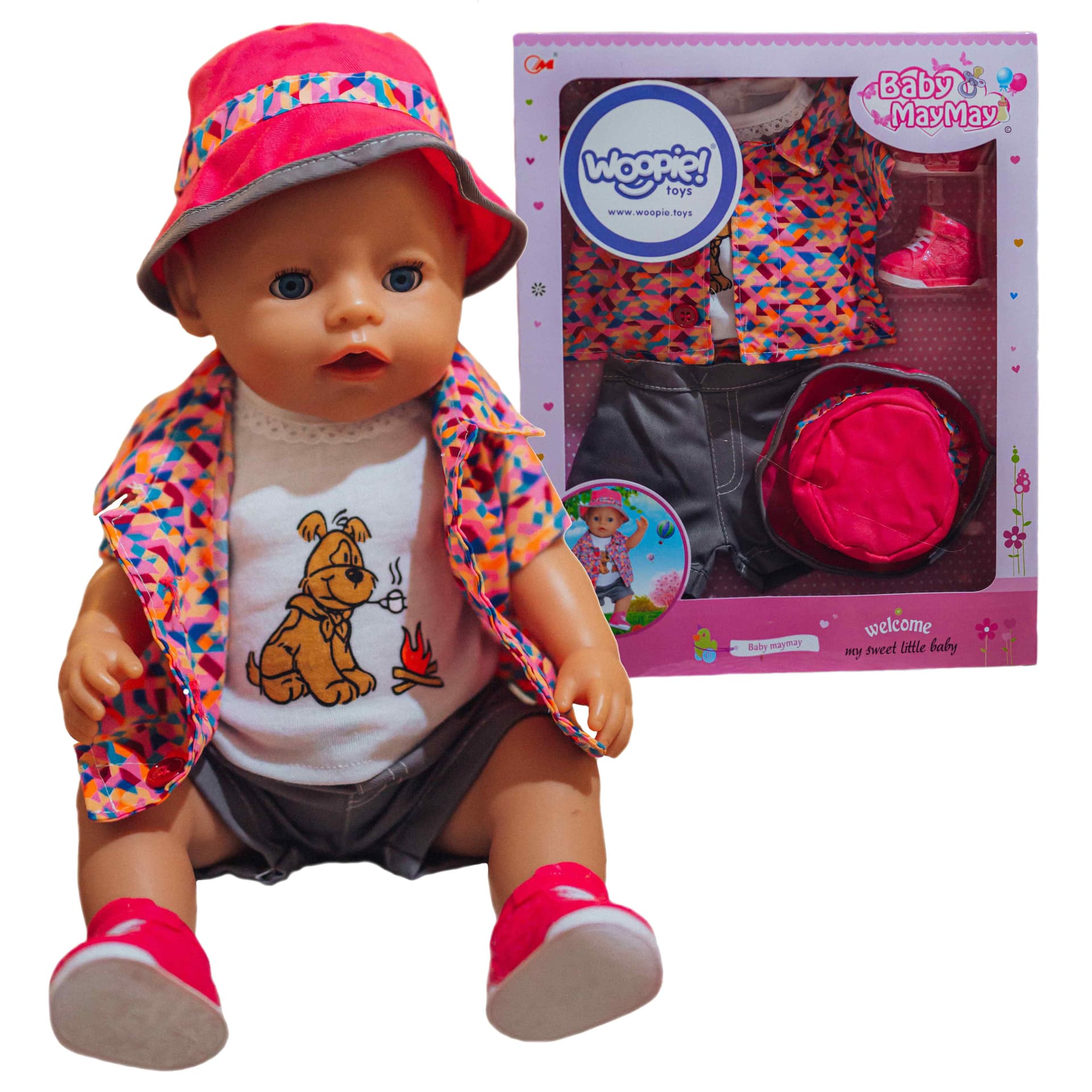 

WOOPIE Kolorowe Ubranko dla Lalki Piesek Kurteczka Czapeczka 43-46 cm