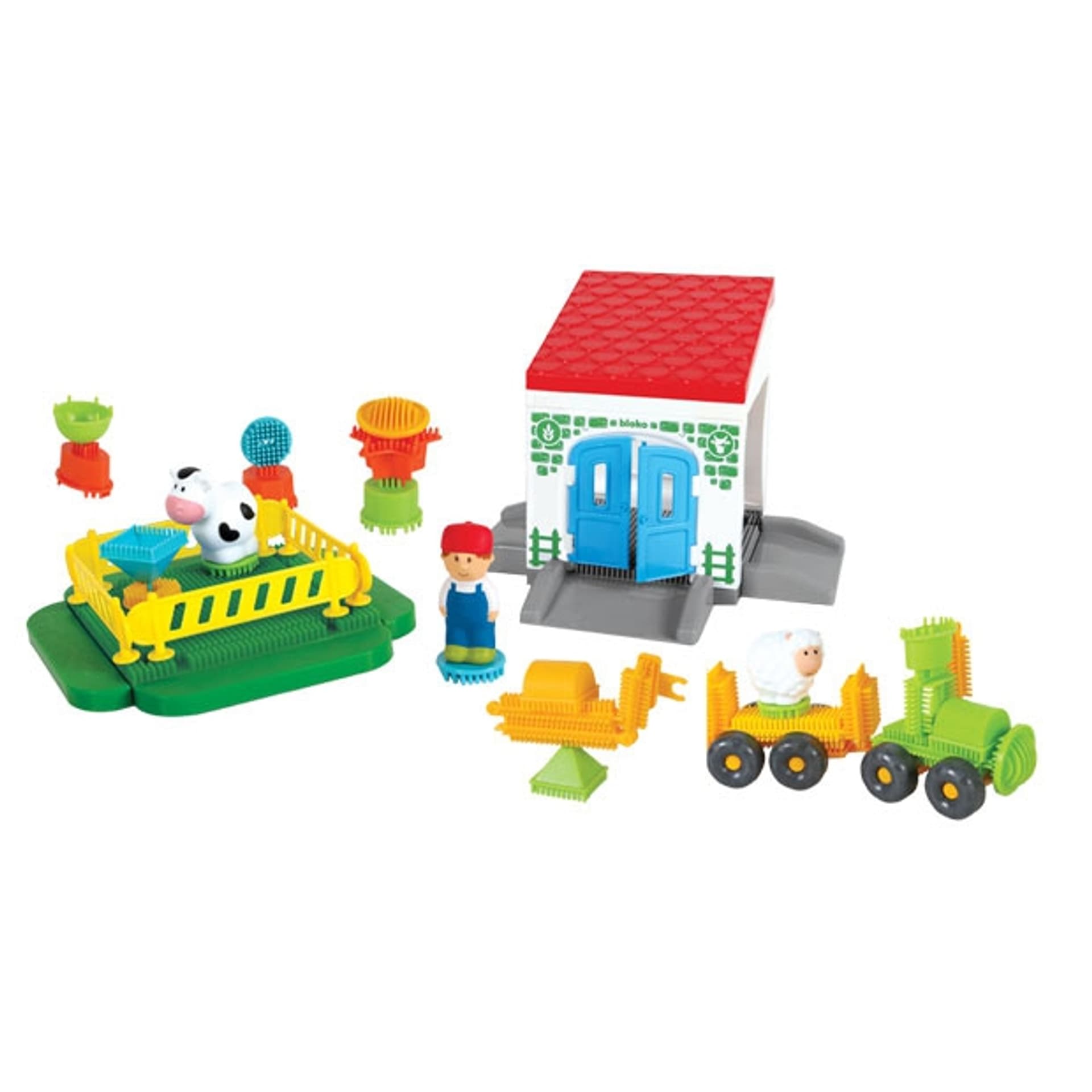 

MOCHTOYS Klocki Jeżyki Pin Bricks FARMA w Kartonie 100 el. + 3 Figurki