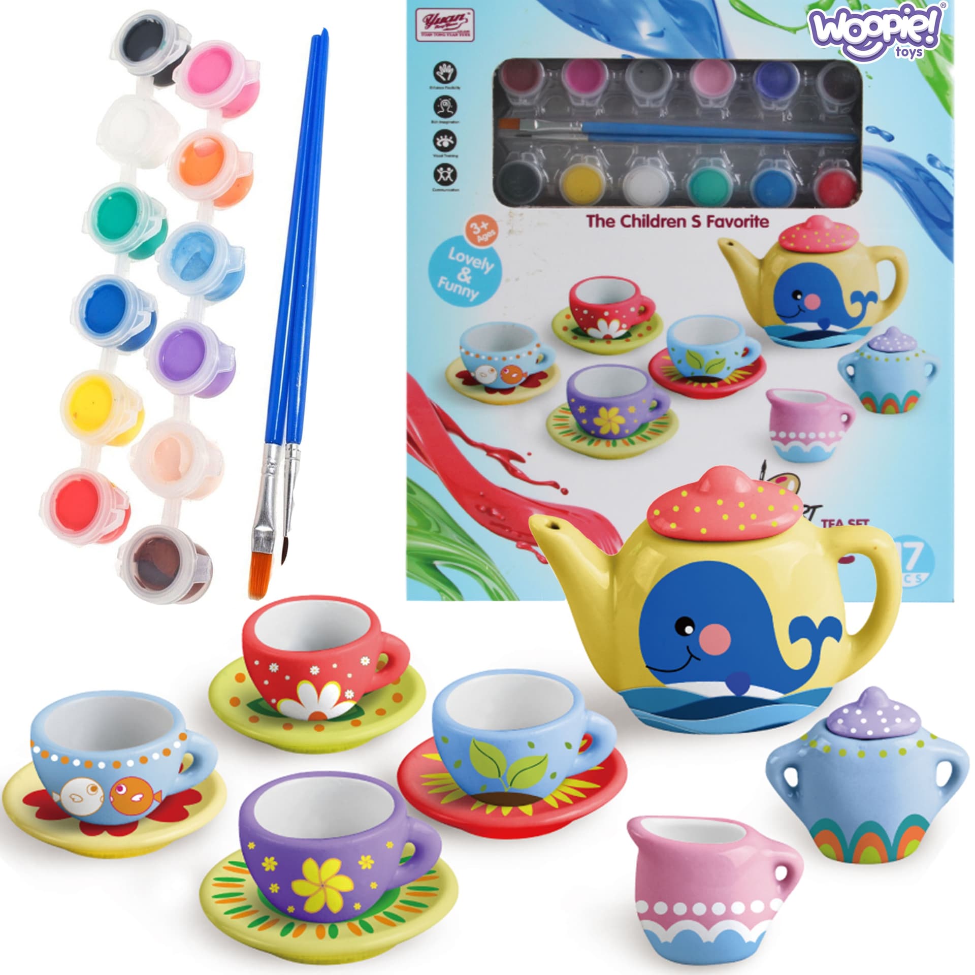 

WOOPIE Zestaw Serwis do Herbaty Ceramiczny do Malowania