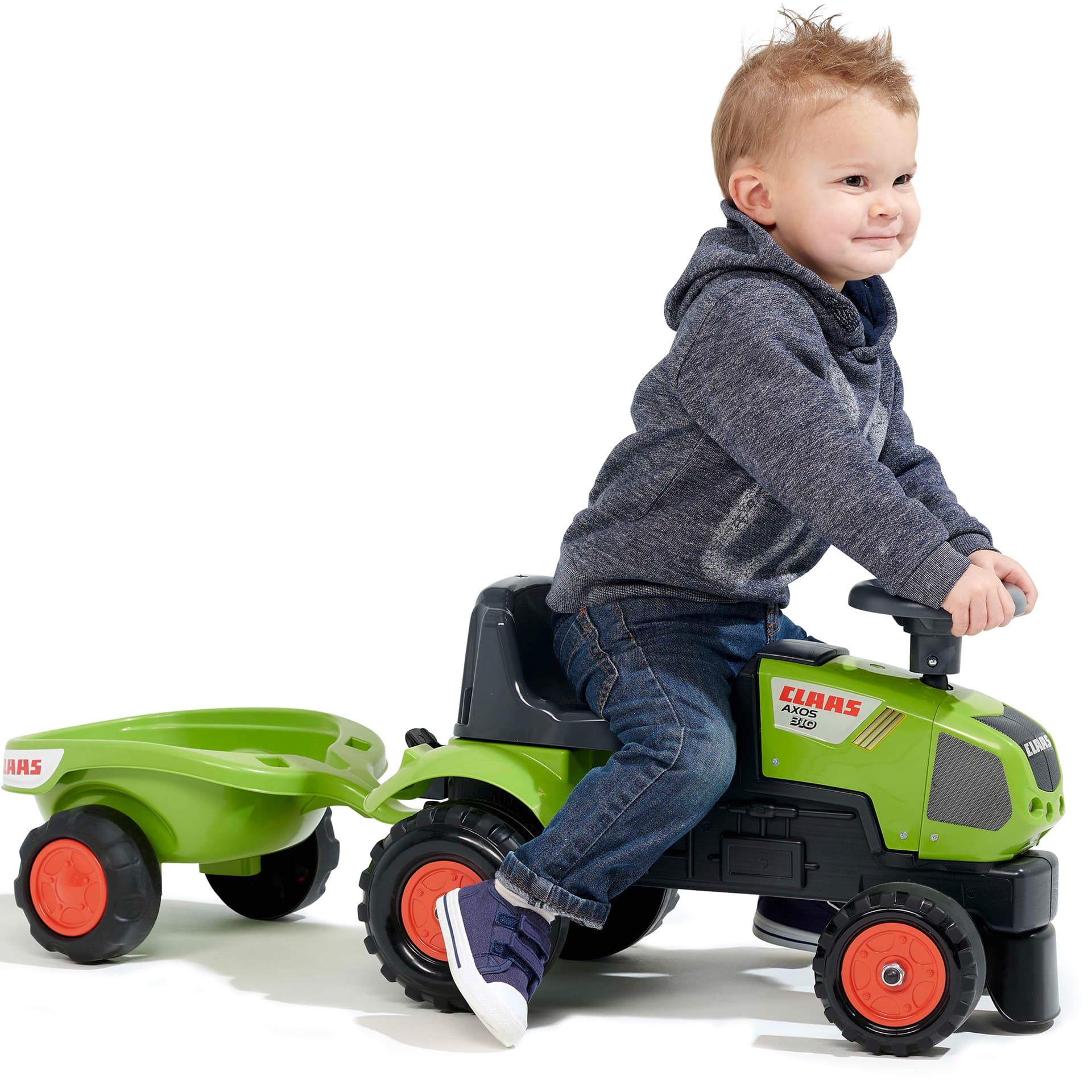 

FALK Traktorek Baby Claas Axos 310 Zielony z Przyczepką od 1 roku