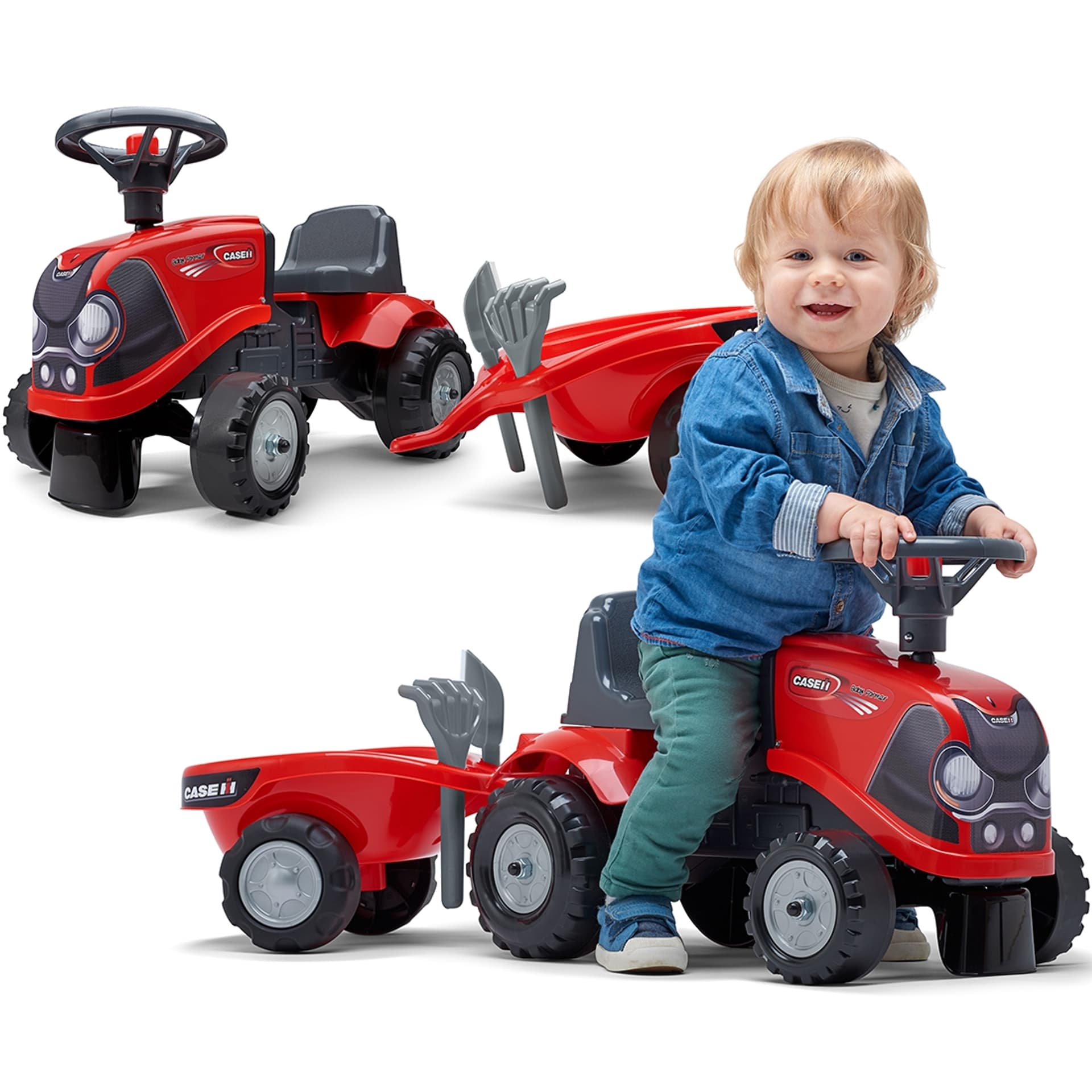 

FALK Traktorek Baby Case IH Ride-On Czerwony z Przyczepką + akc. od 12 miesięcy