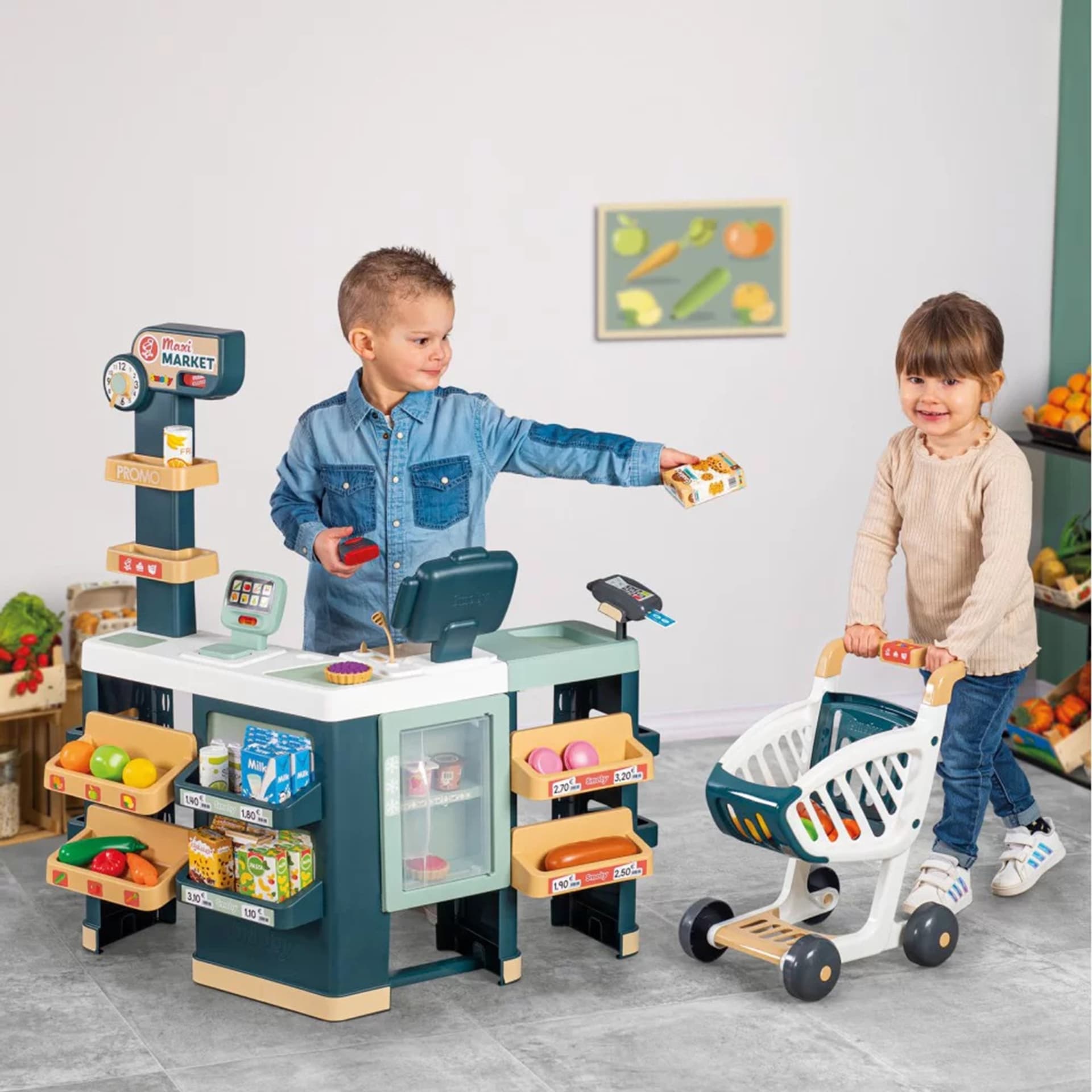 

Smoby Maximarket Wózek Elektroniczną Kasą ze Skanerem Waga i Lodówka