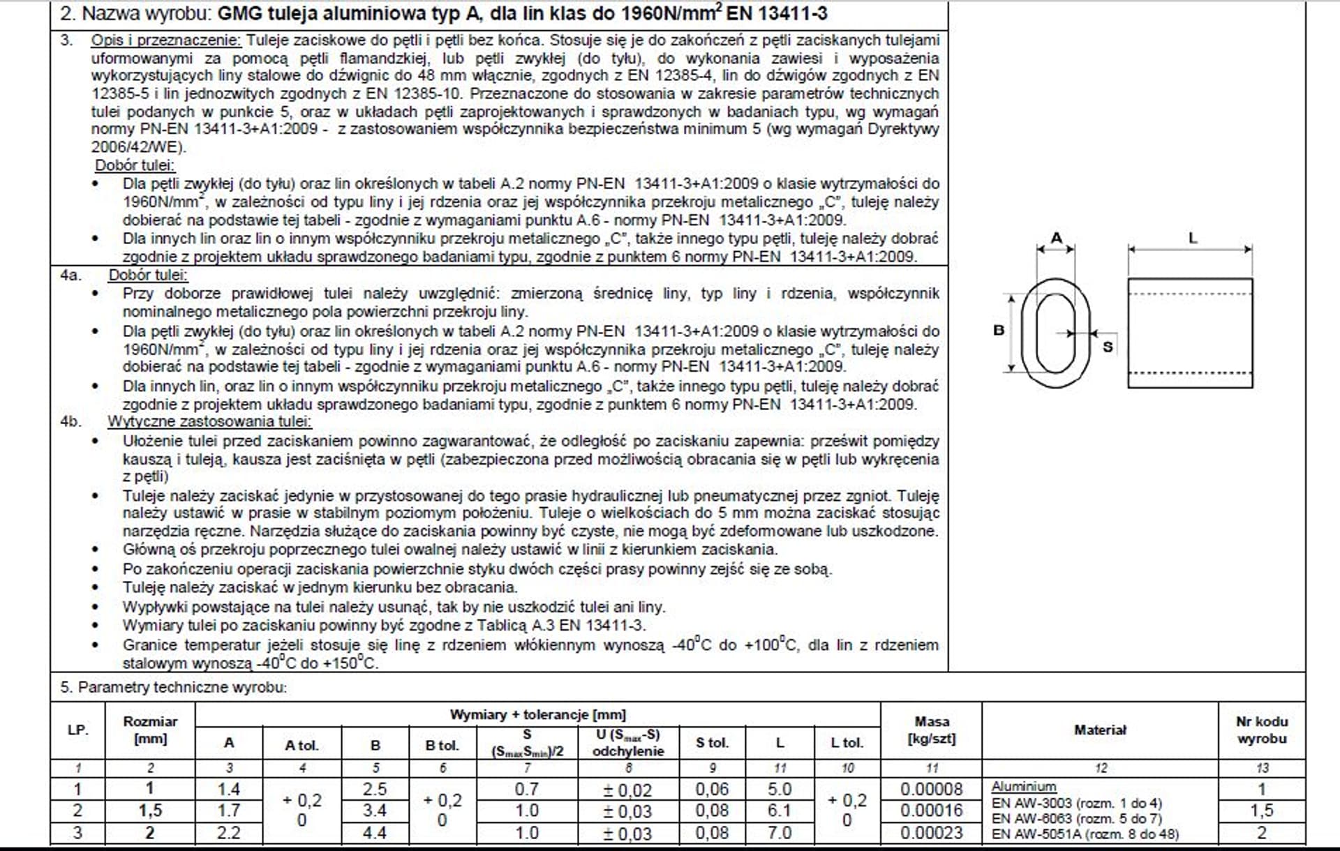 

TULEJA ZACISKOWA ALUMINIOWA DO LIN 1MM