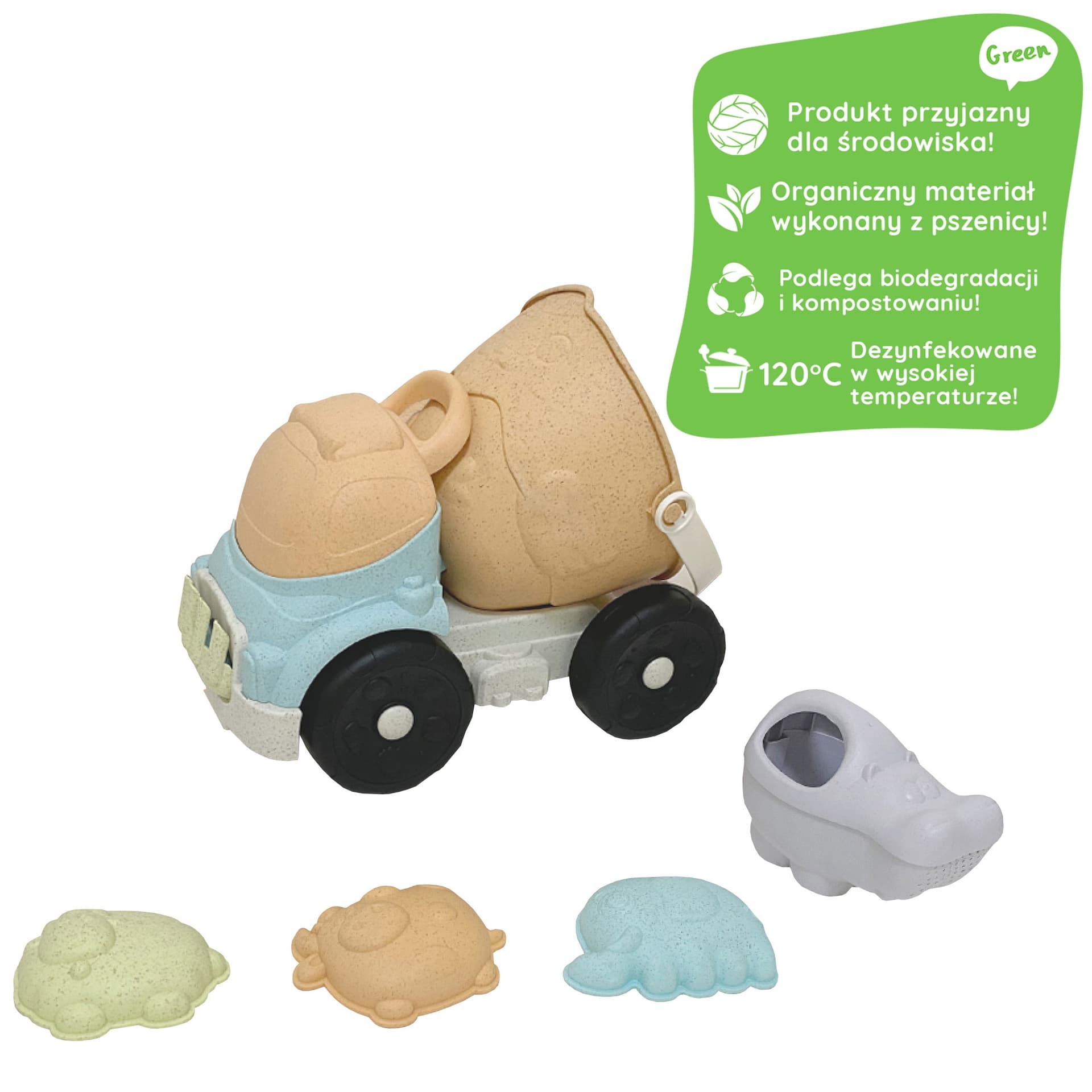 

WOOPIE GREEN Zestaw do Piasku Ciężarówka Wiaderko 9 el. BIODEGRADOWALNY ORGANICZNY MATERIAŁ