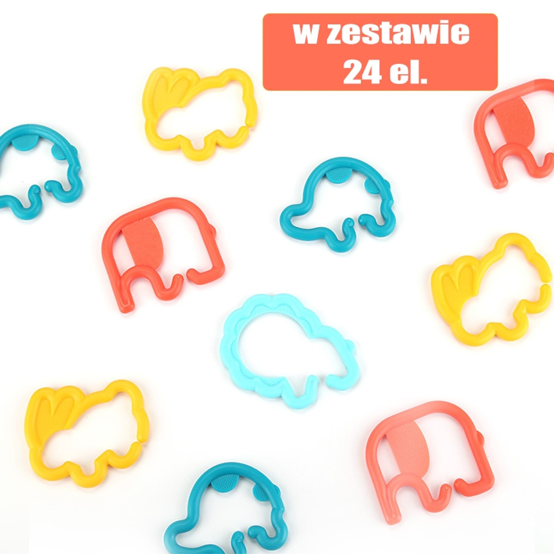 

WOOPIE BABY Zabawka Sensoryczna Gryzaki dla Niemowląt Zawieszki Zwierzątka Łańcuszek 24 el.