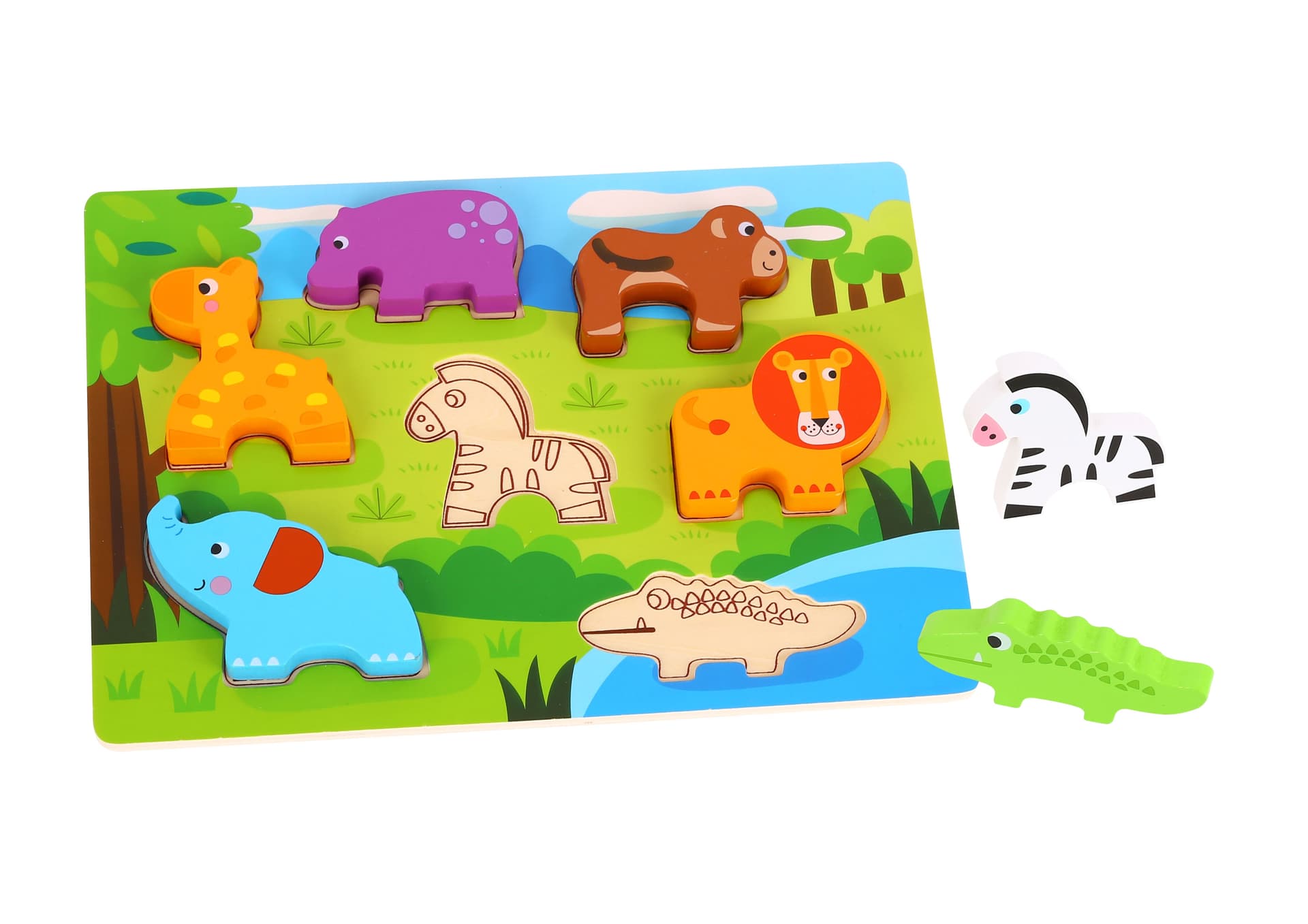 

TOOKY TOY Grube Puzzle 3D Montessori Zwierzęta Dopasuj Kształty Układanka