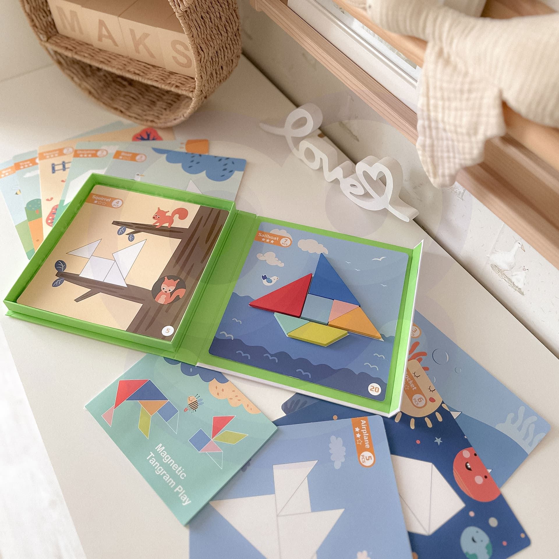 

TOOKY TOY Puzzle Tangram Układanka dla Dzieci Nauka Kształtów Figury Kształty 18el.