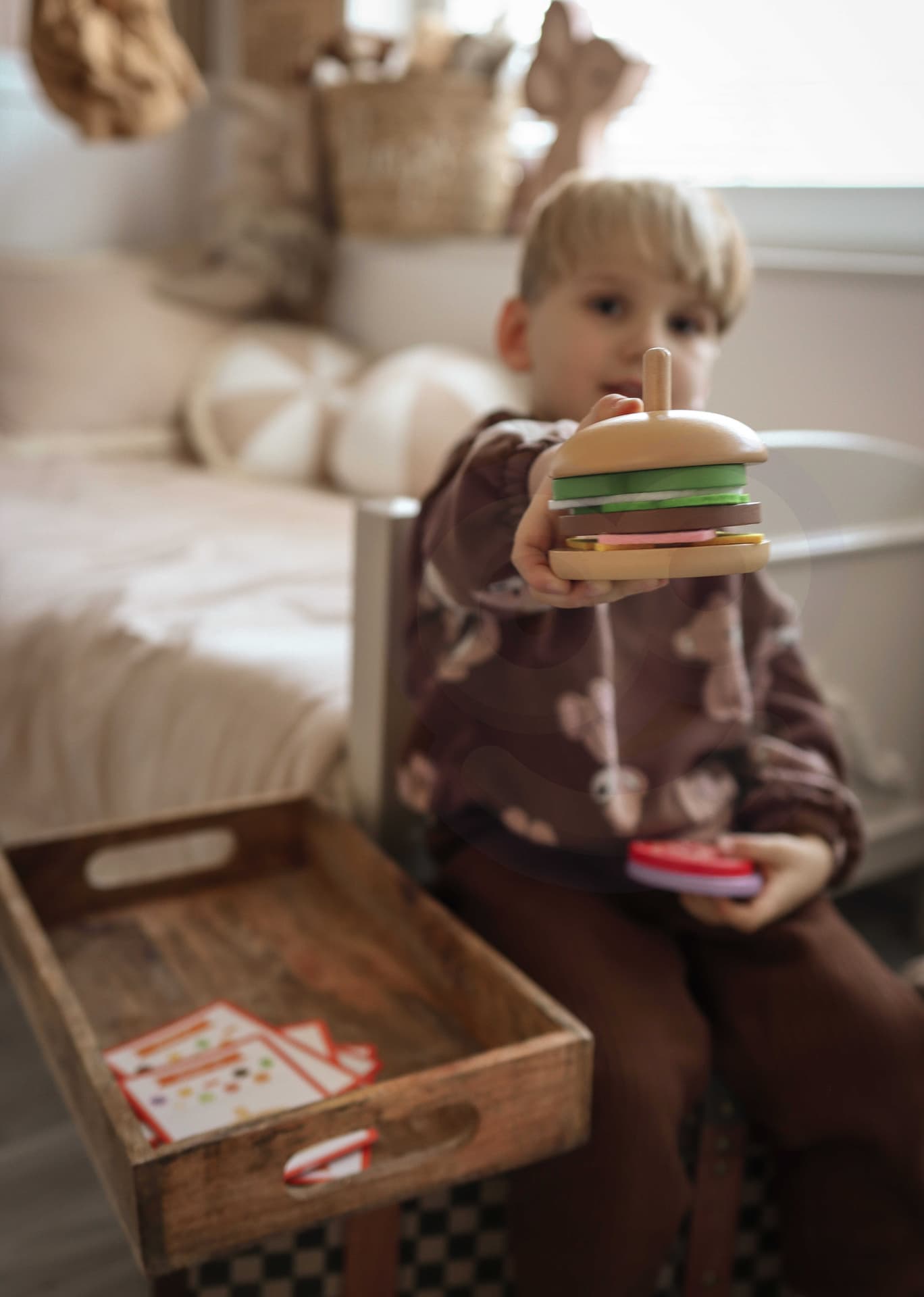 

WOOPIE GREEN Drewniany Burger Restauracja Układanka dla Dzieci 15 el. Certyfikat FSC