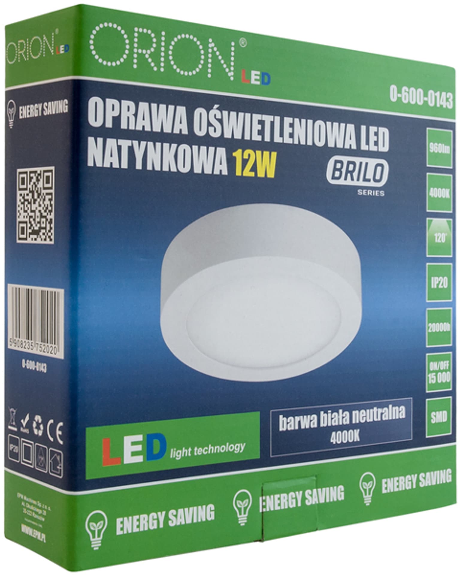 

PANEL LED NATYNKOWY OKRĄGŁY BRILO 175MM, 12W, 960LM