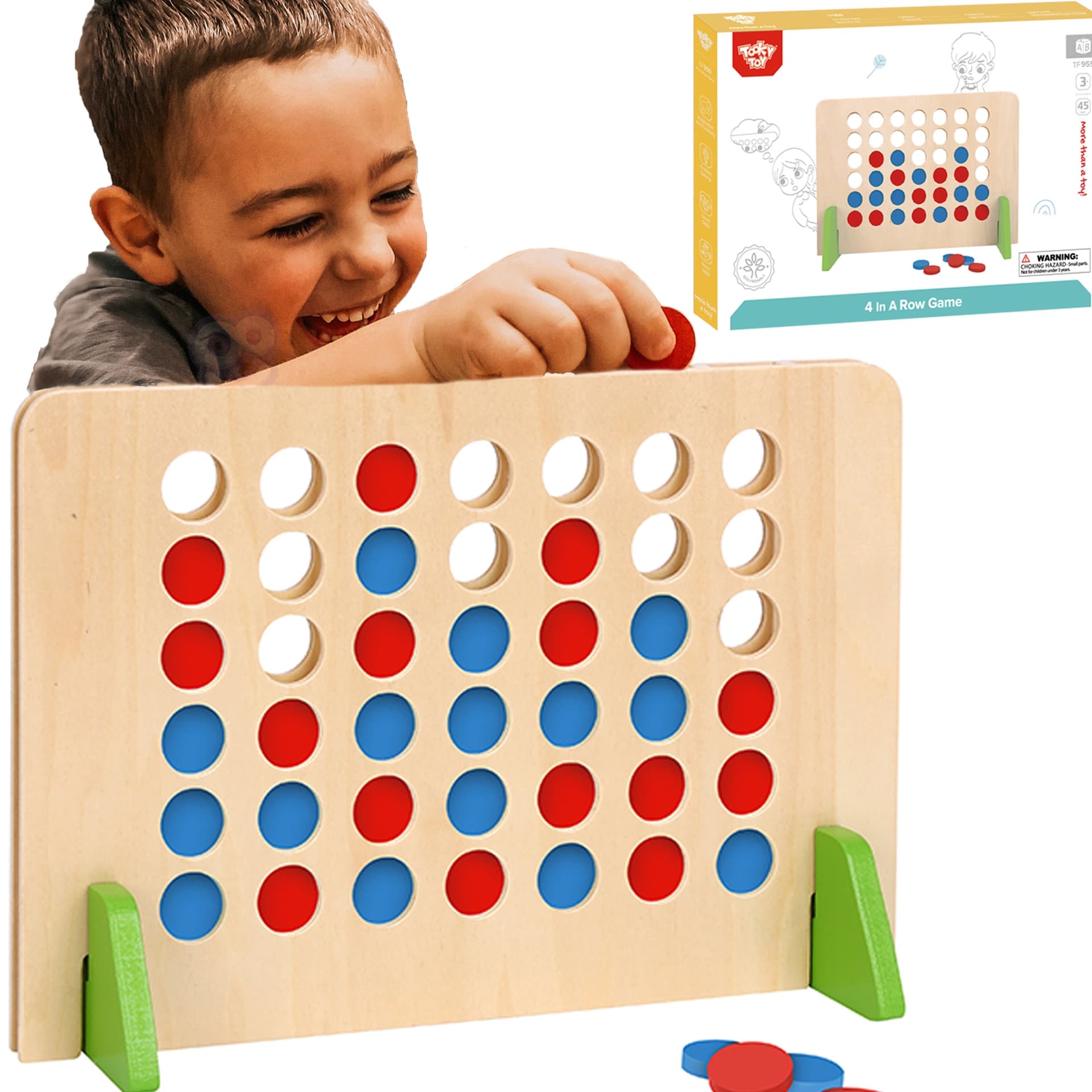 

TOOKY TOY Drewniana Gra Logiczna 4 w Linii 45 el.