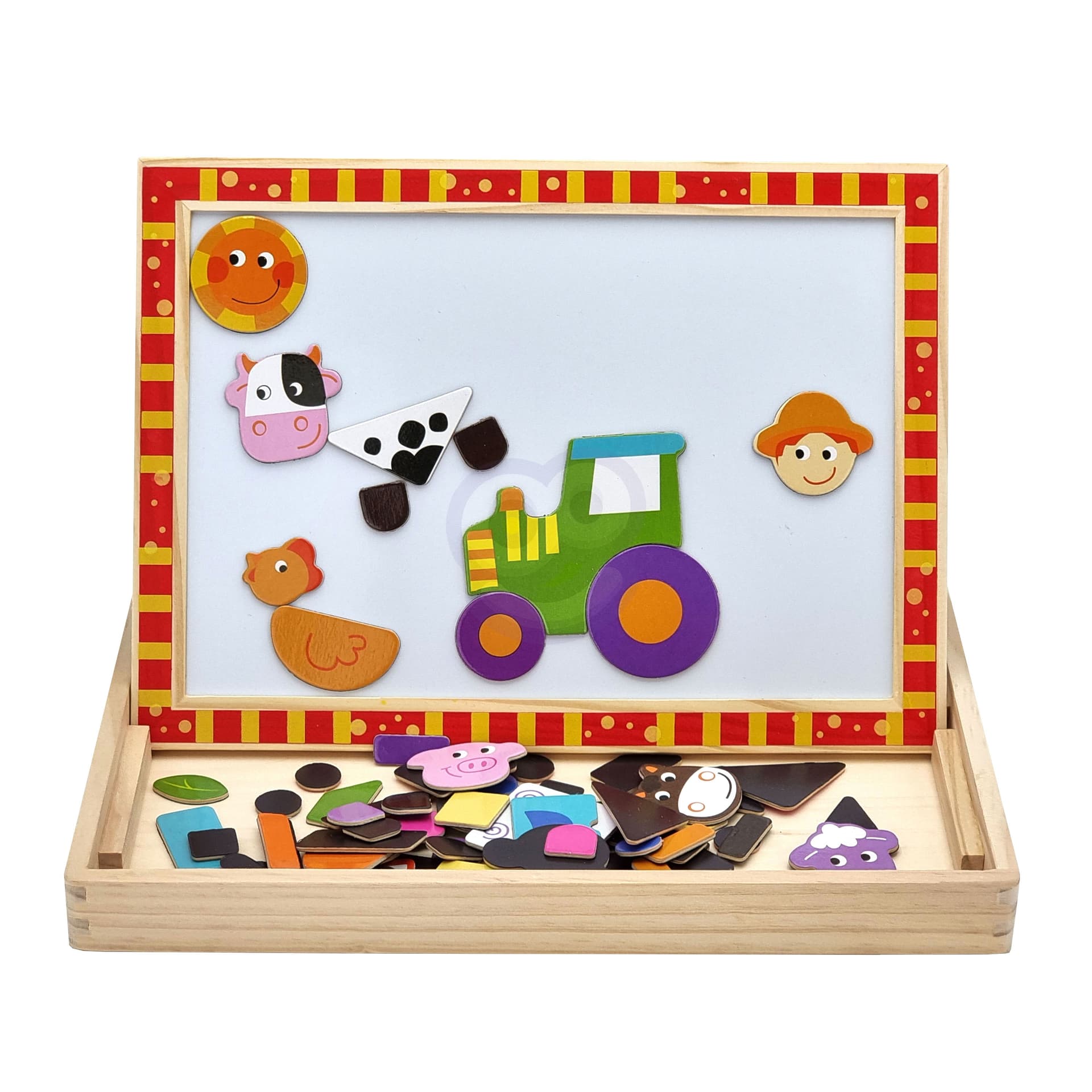 

TOOKY TOY Drewniana Tablica Dwustronna Puzzle Układanka Magnetyczna Farma