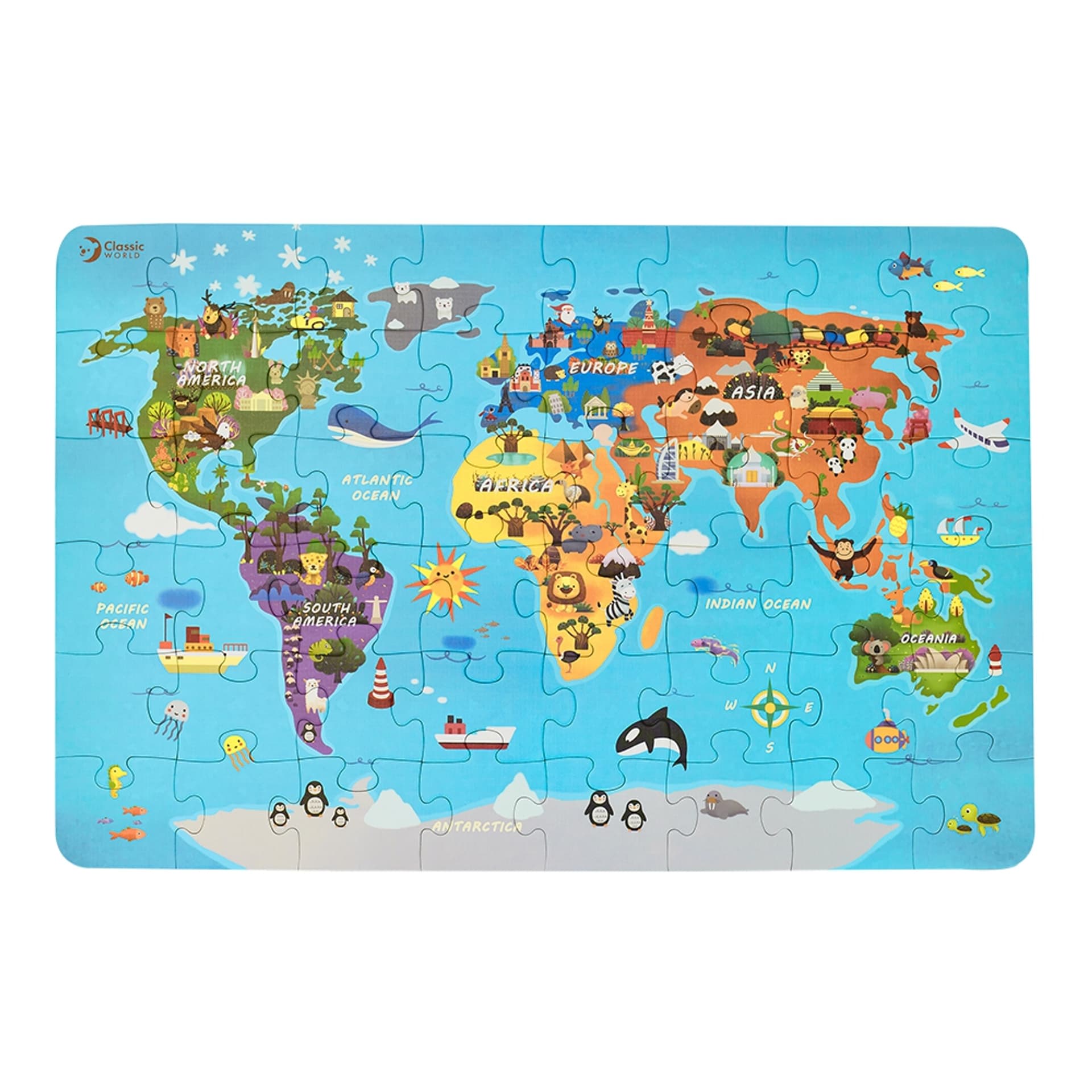 

CLASSIC WORLD Puzzle Mapa Świata Kontynenty 48 el.