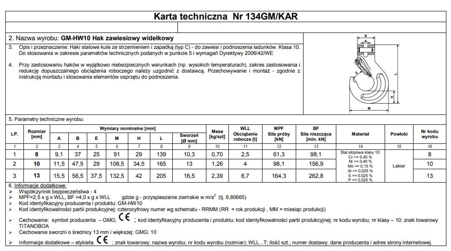 

HAK ZAWIESIOWY SWORZNIOWY Z ZABEZPIECZENIEM G10 10MM WLL