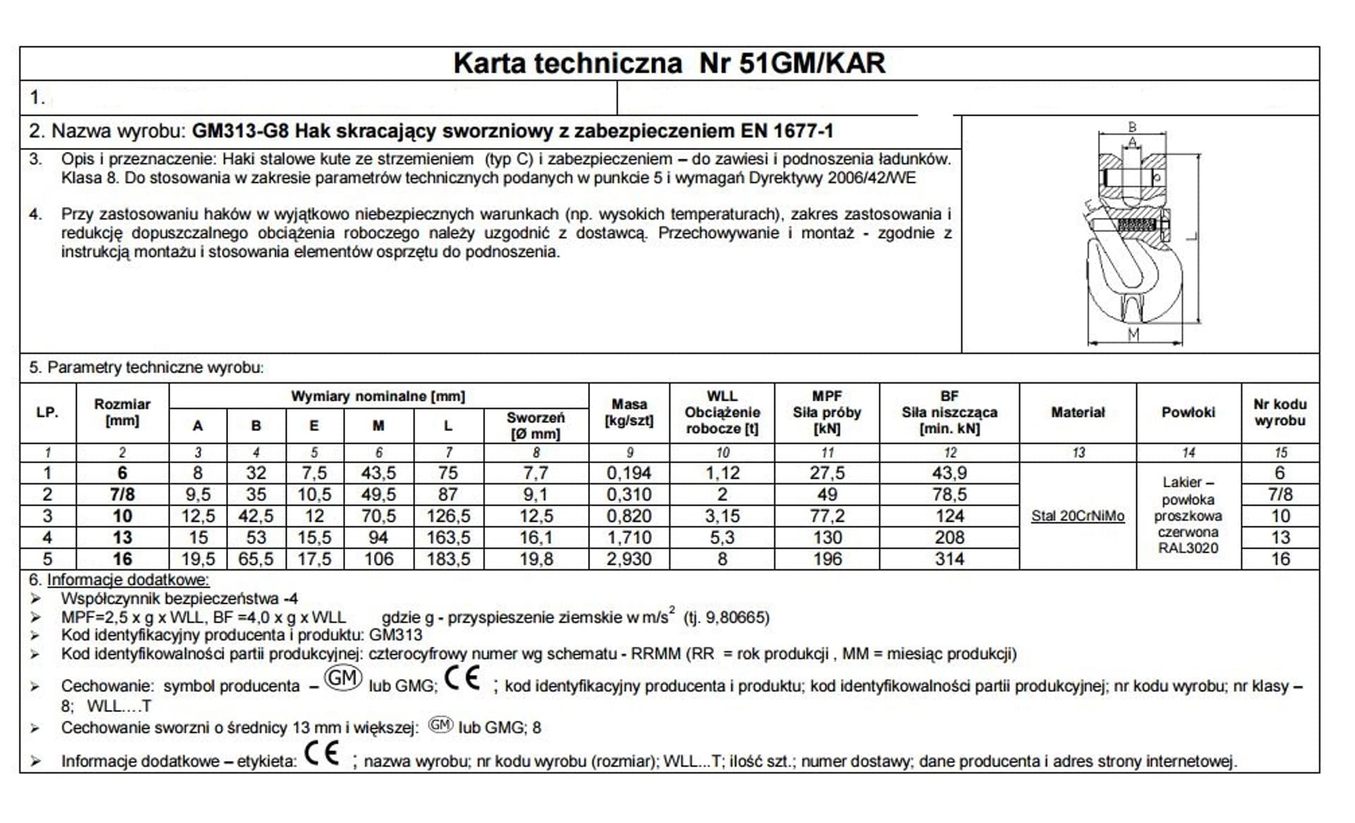 

HAK SKRACAJĄCY SWORZNIOWY Z ZABEZPIECZENIEM 6MM G8 WLL1.12T