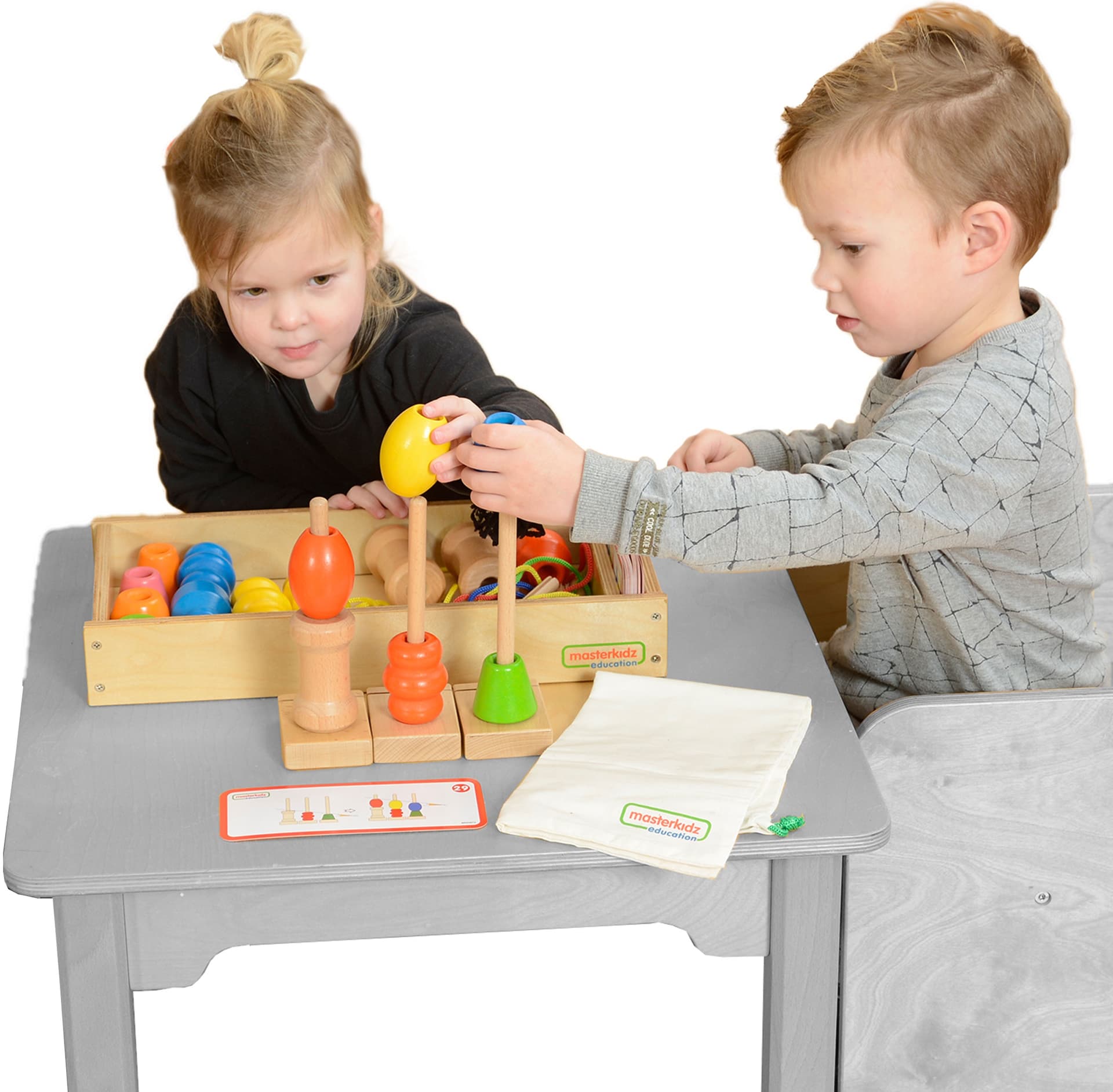 

MASTERKIDZ Duża Drewniana Nawlekanka Sznurowanka Montessori