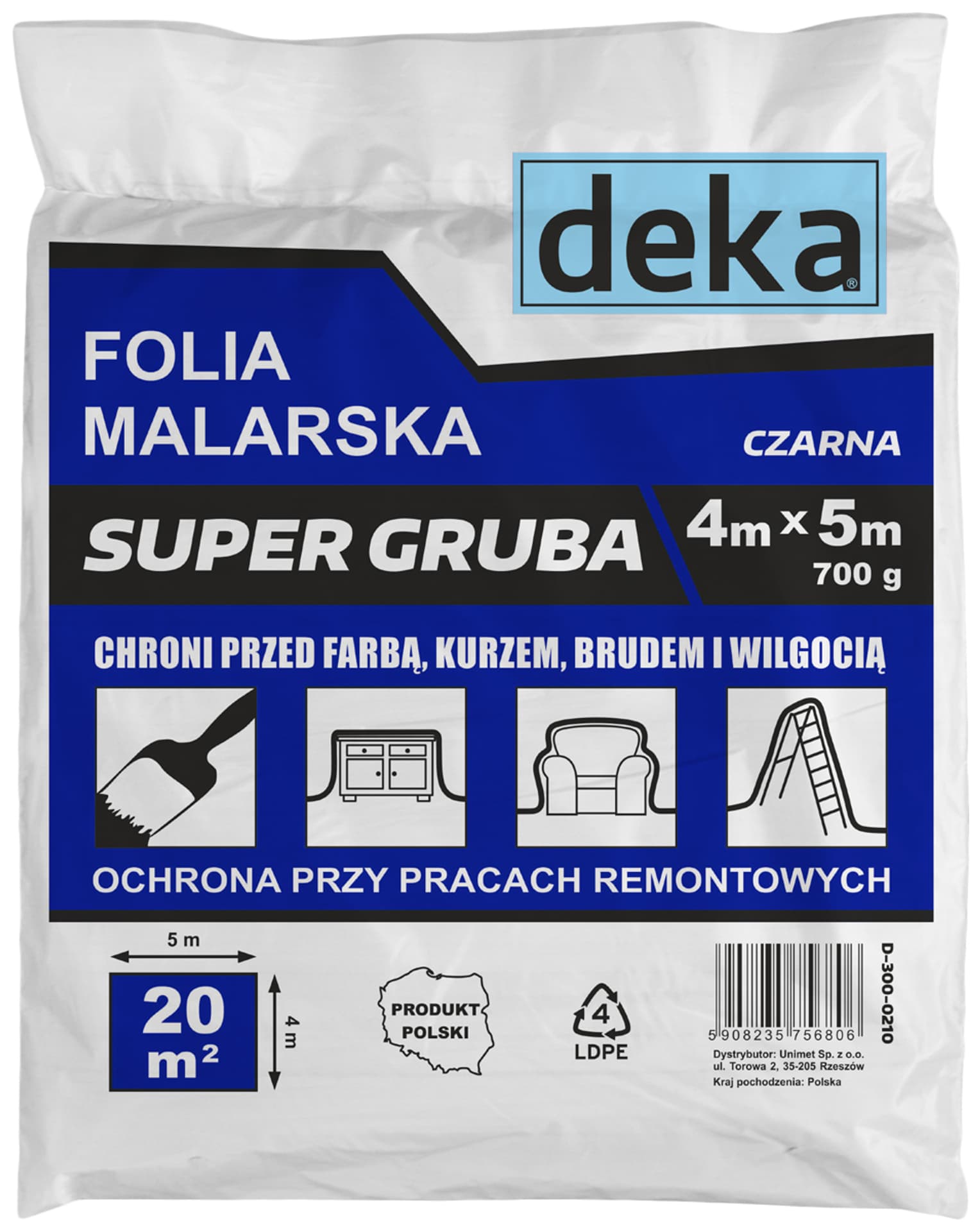 

FOLIA MALARSKA SUPER GRUBA CZARNA 4*5M 700G