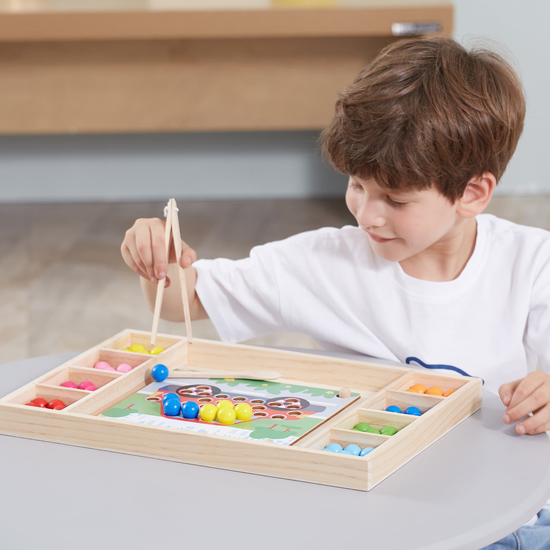 

VIGA Drewniana Gra Kulki Złap i Dopasuj Układanka Montessori