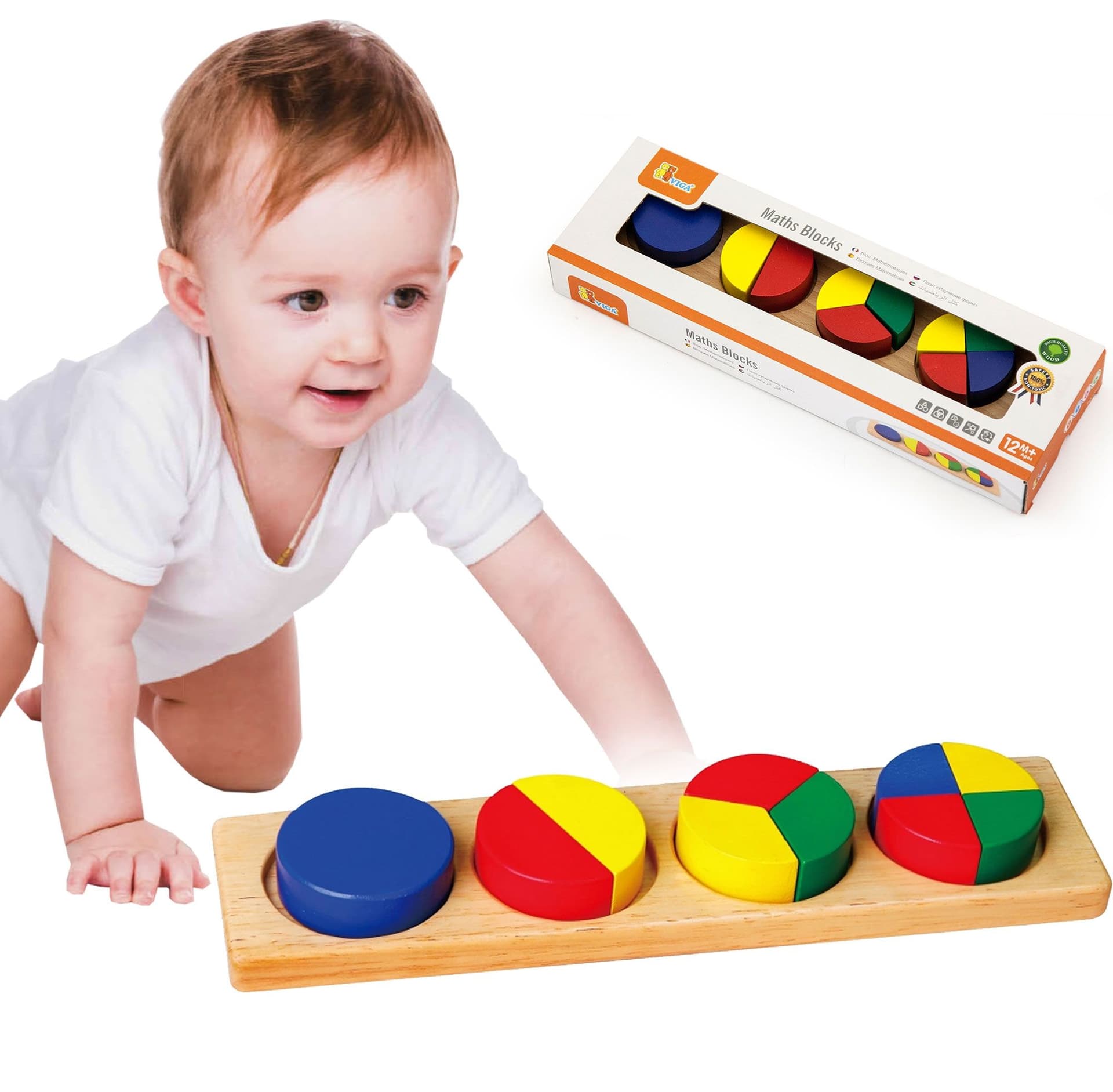 

Drewniana Układanka Viga Klocki Matematyczne Ułamki 11 Elementów Montessori