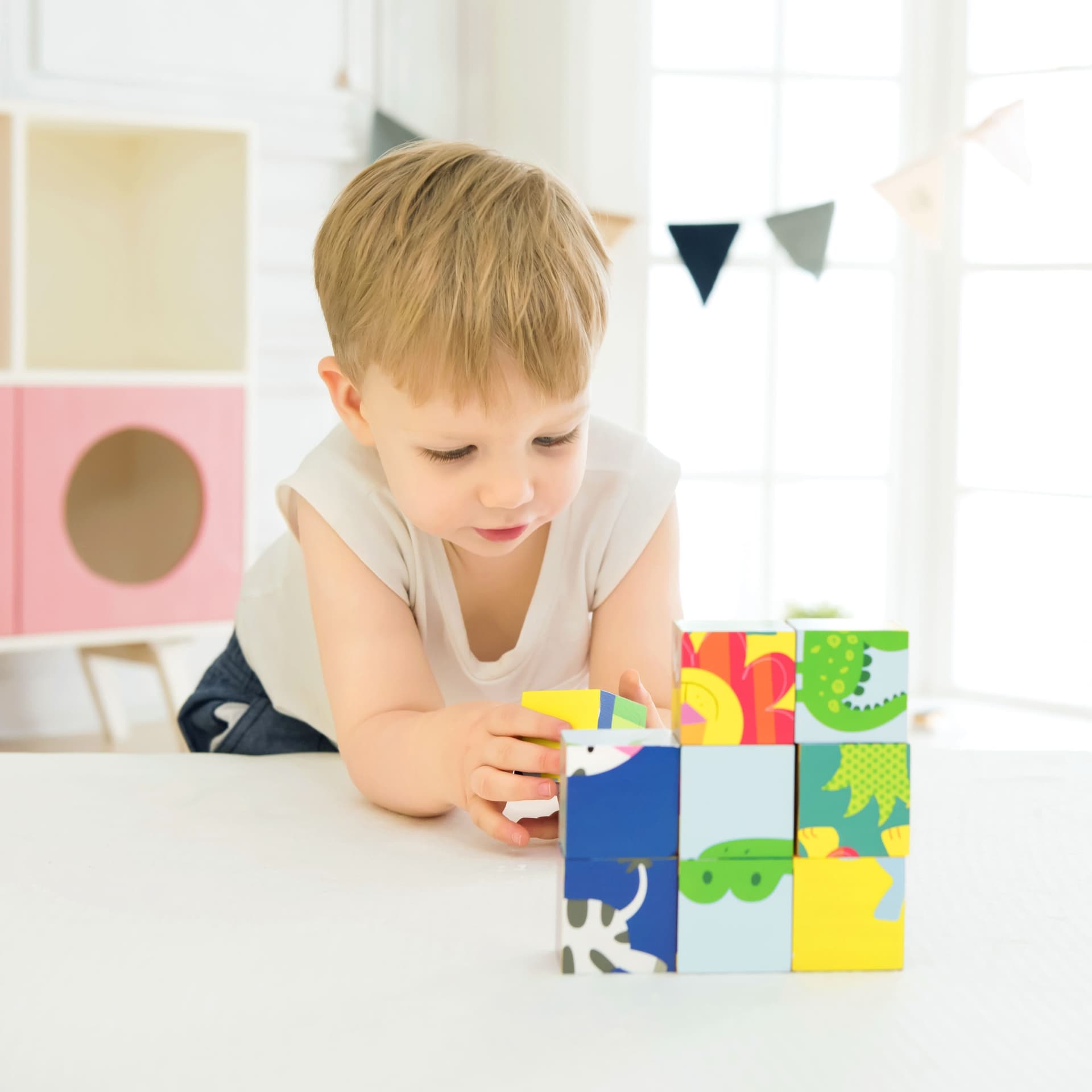 

Puzzle Klocki Drewniane Kwadratowe Dzikie Zwierzęta Classic World