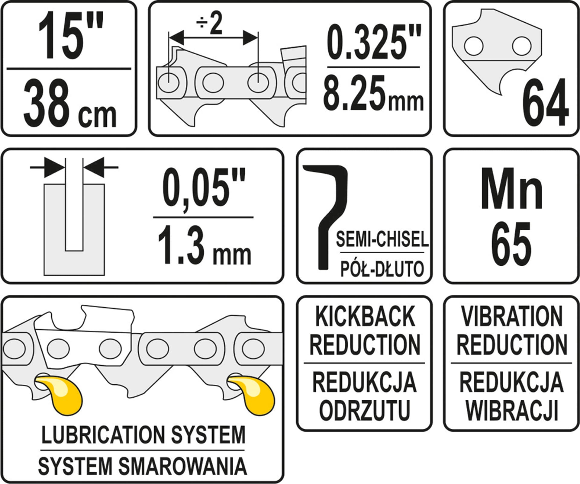 

ŁAŃCUCH TNĄCY DO PILARKI 15'' .325 1.3MM 64Z