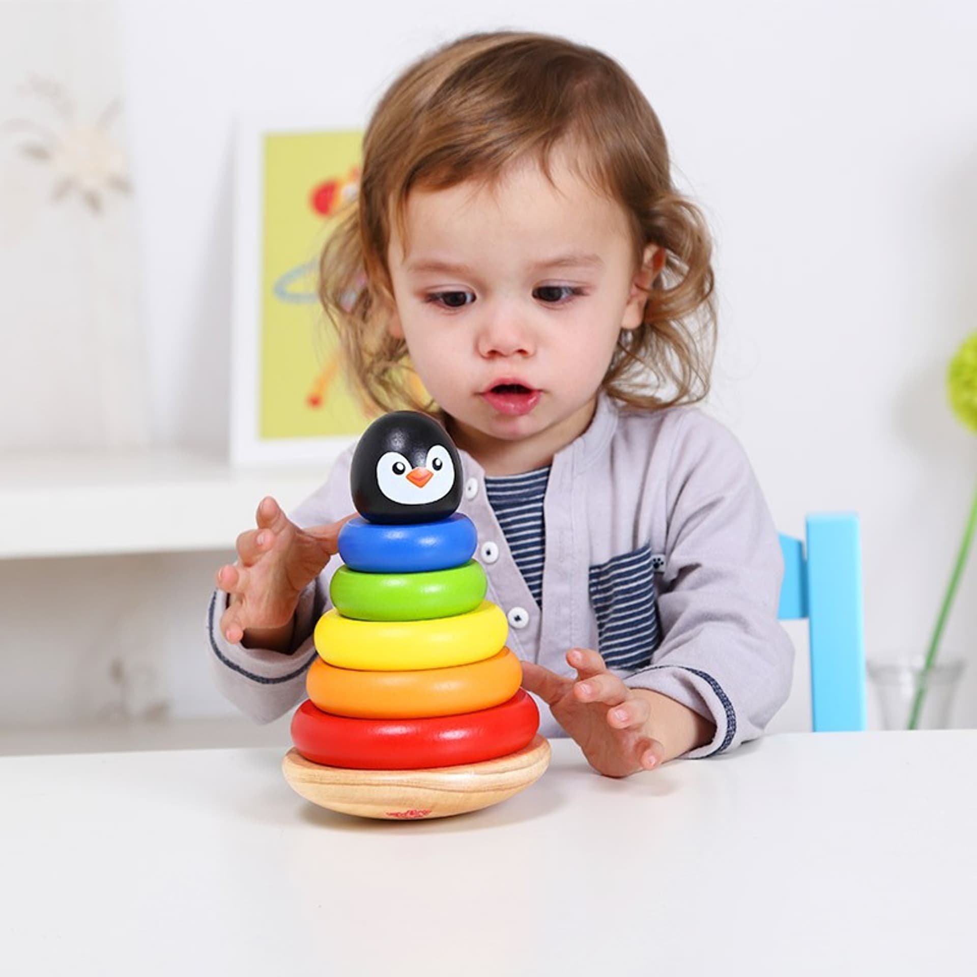 

TOOKY TOY Drewniana Układanka Piramidka Pingwin