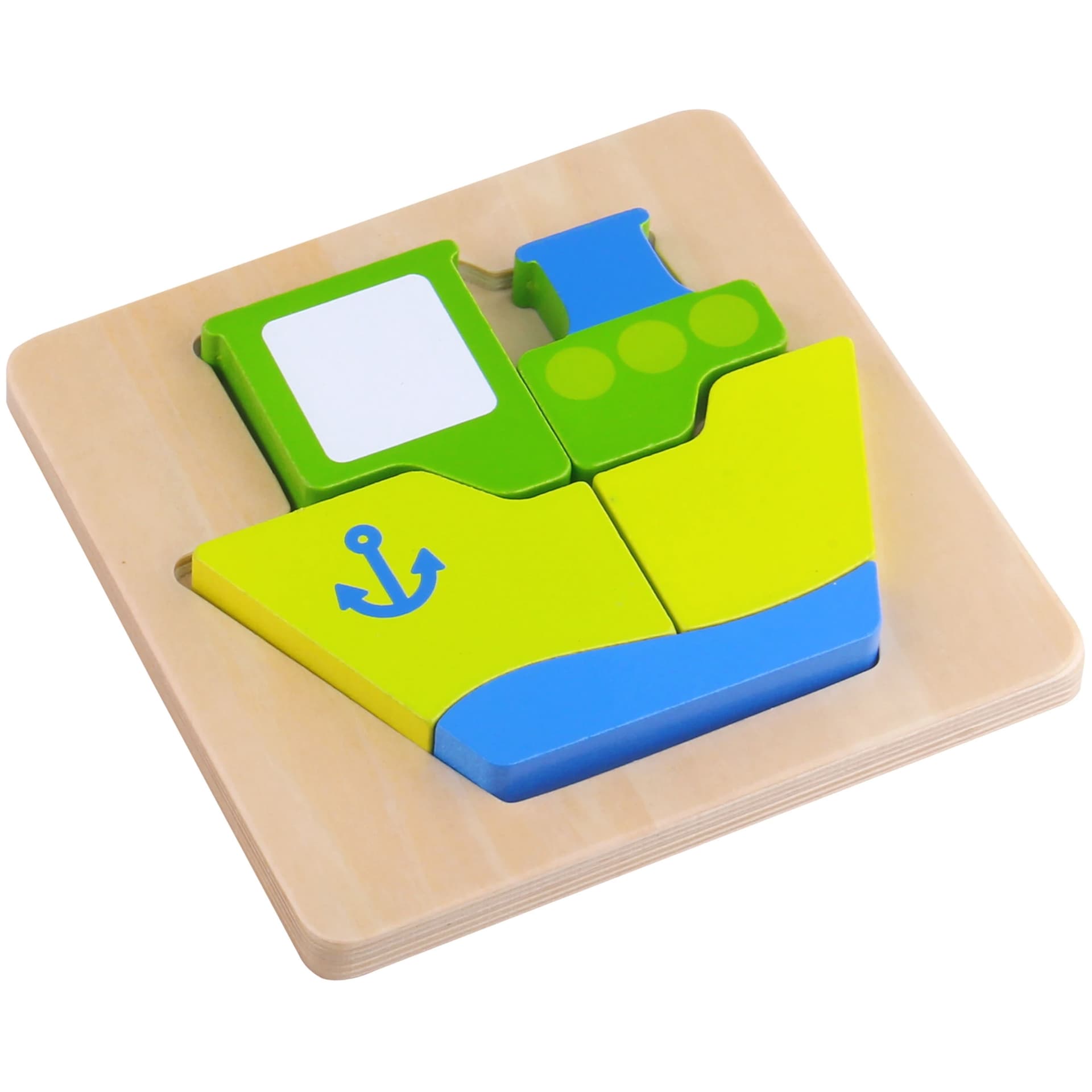 

TOOKY TOY Puzzle Układanka Montessori Grube Klocki Statek 6 el.