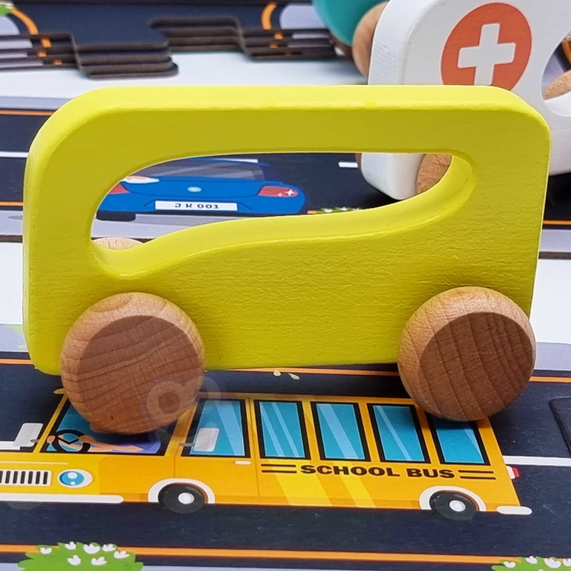 

TOOKY TOY Drewniane Autko Autobus do Pchania dla Dzieci