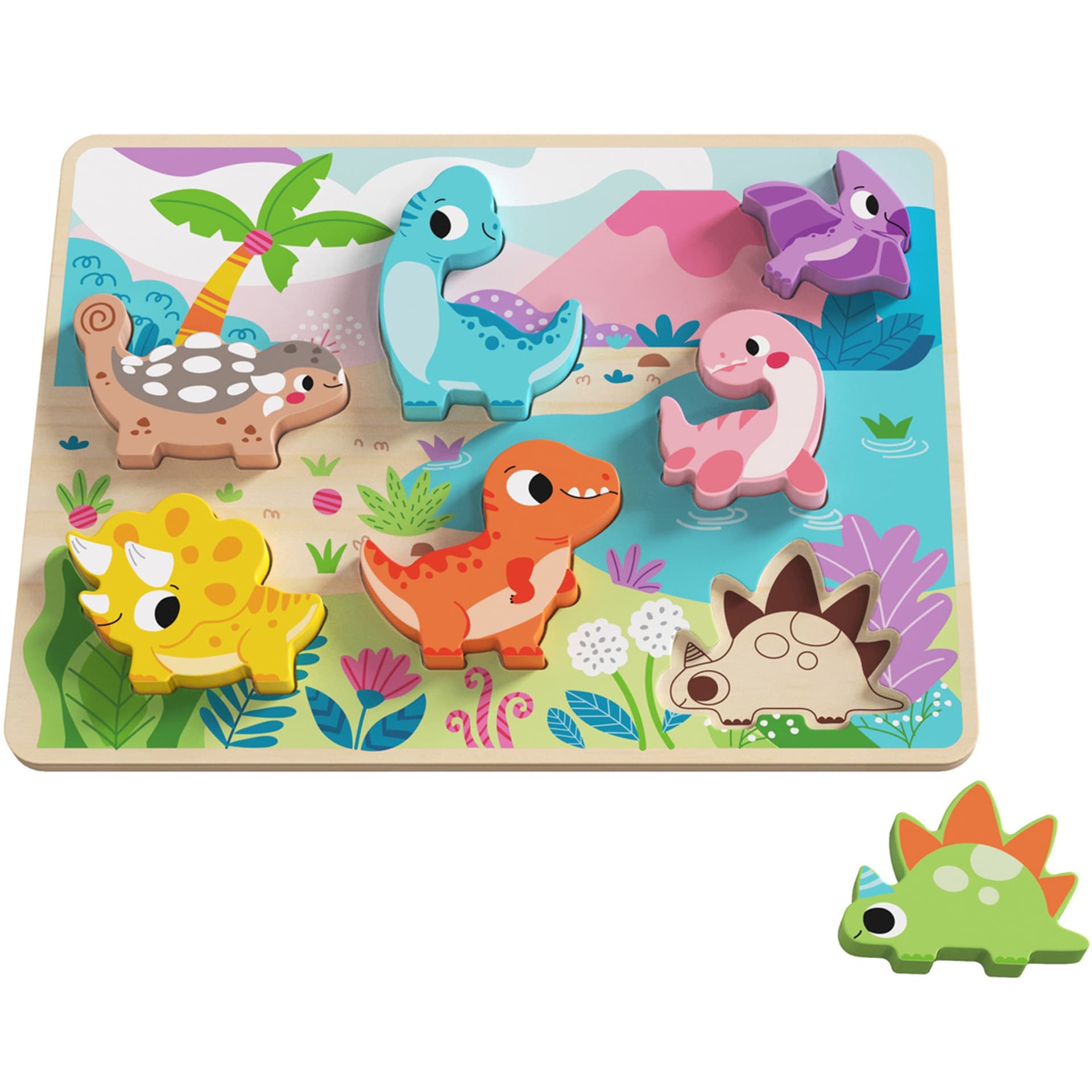 

Tooky Toy Drewniane Puzzle Montessori Zwierzątka Dinozaury Dopasuj Kształty