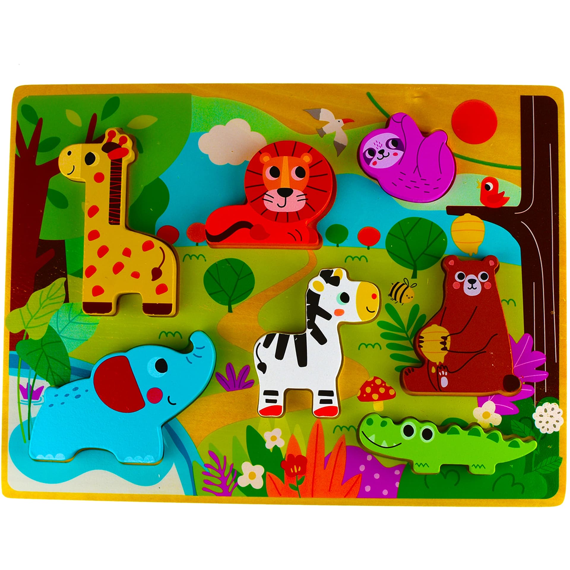 

Tooky Toy Drewniane Puzzle Montessori Zwierzątka w Lesie Dopasuj Kształty