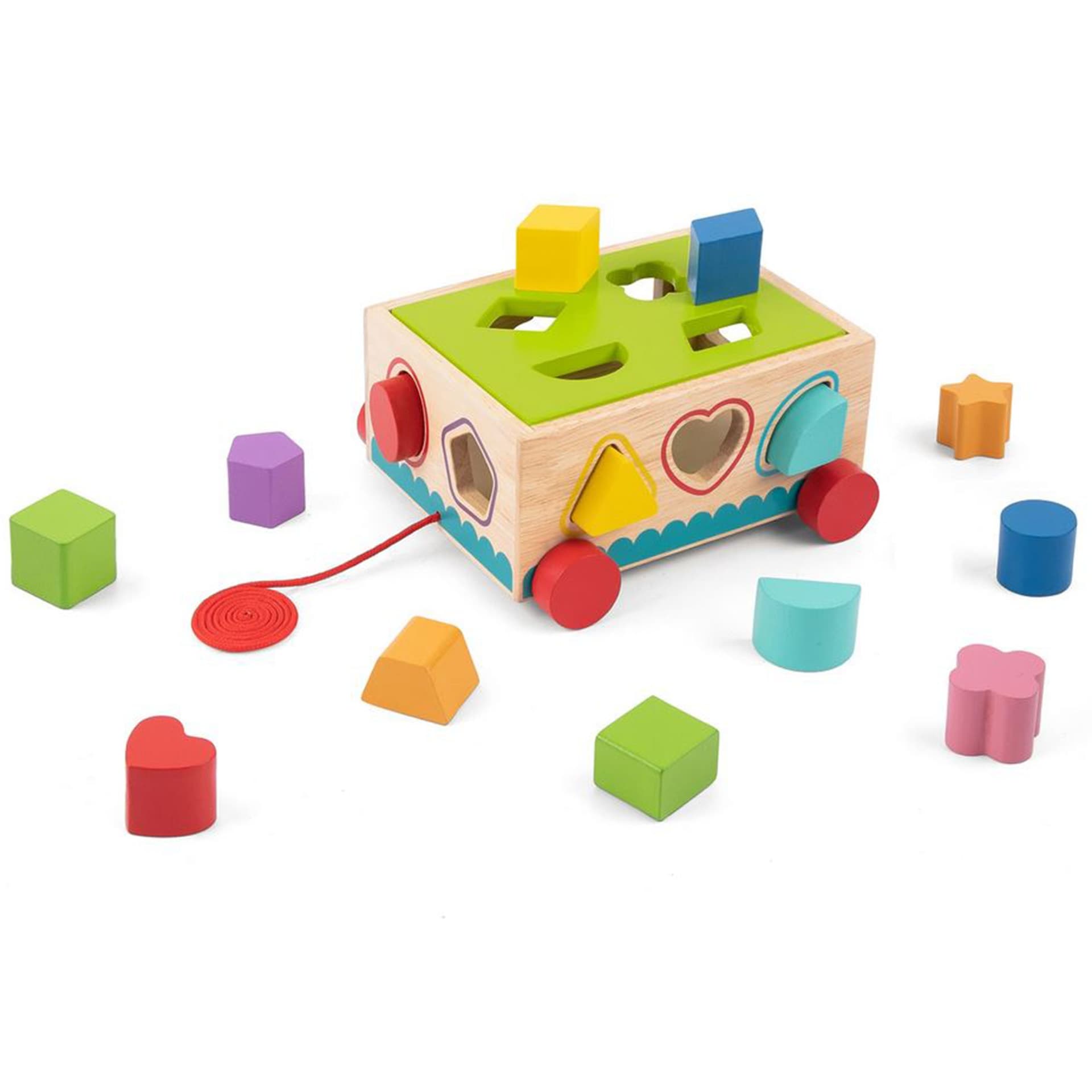 

TOOKY TOY Drewniany Sorter Wózek Klocki 16 el.