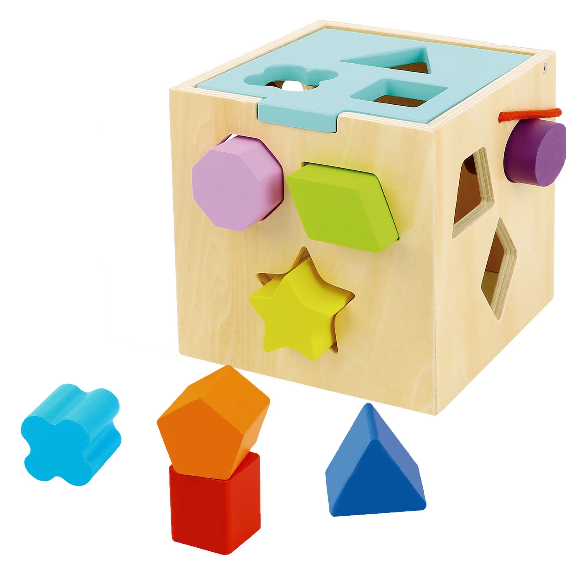 

TOOKY TOY Drewniany Sorter Kolorowa Kostka z Kolorowymi Wzorami 13 el.