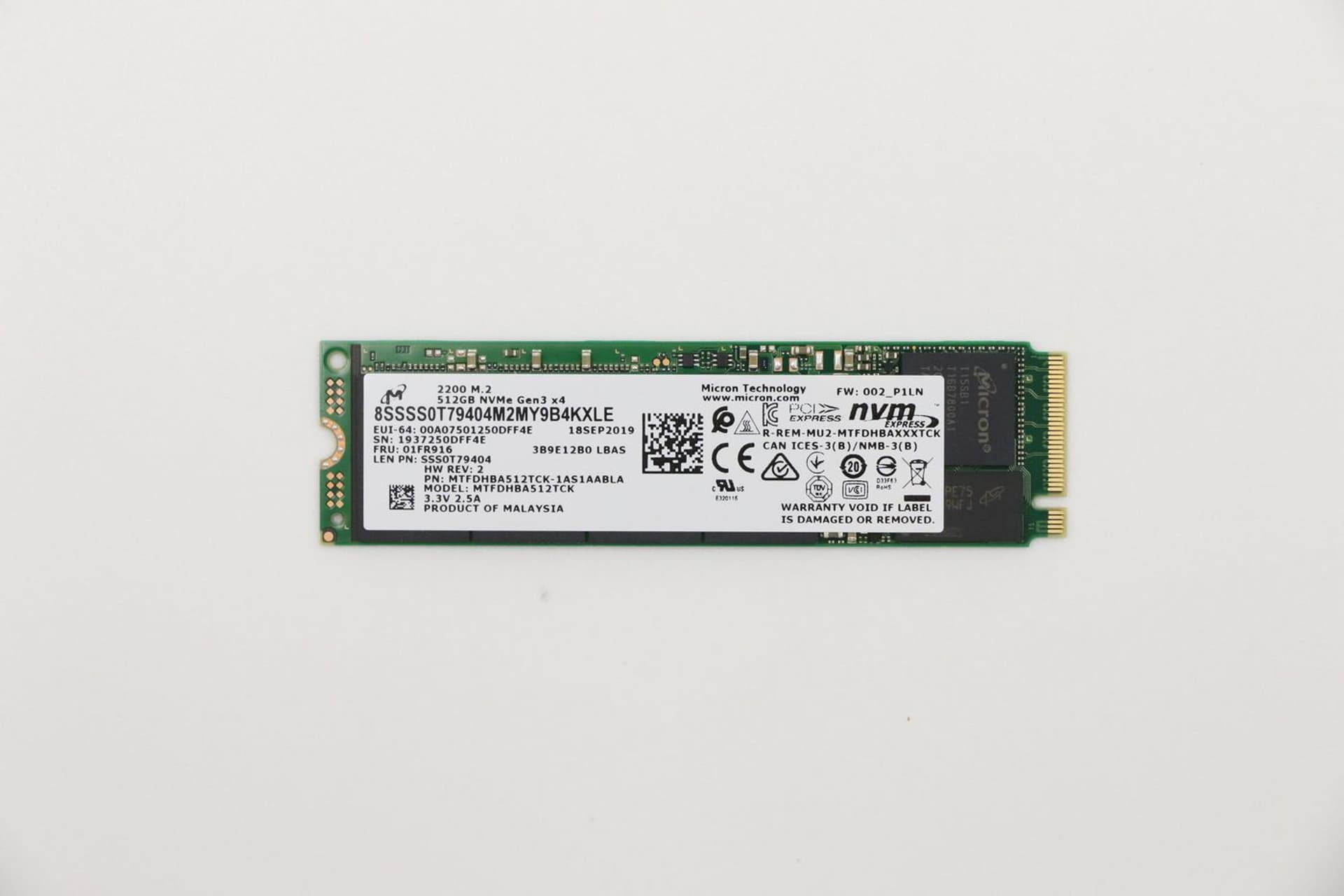 

Lenovo Micron 2200 512GB M.2 PCIe