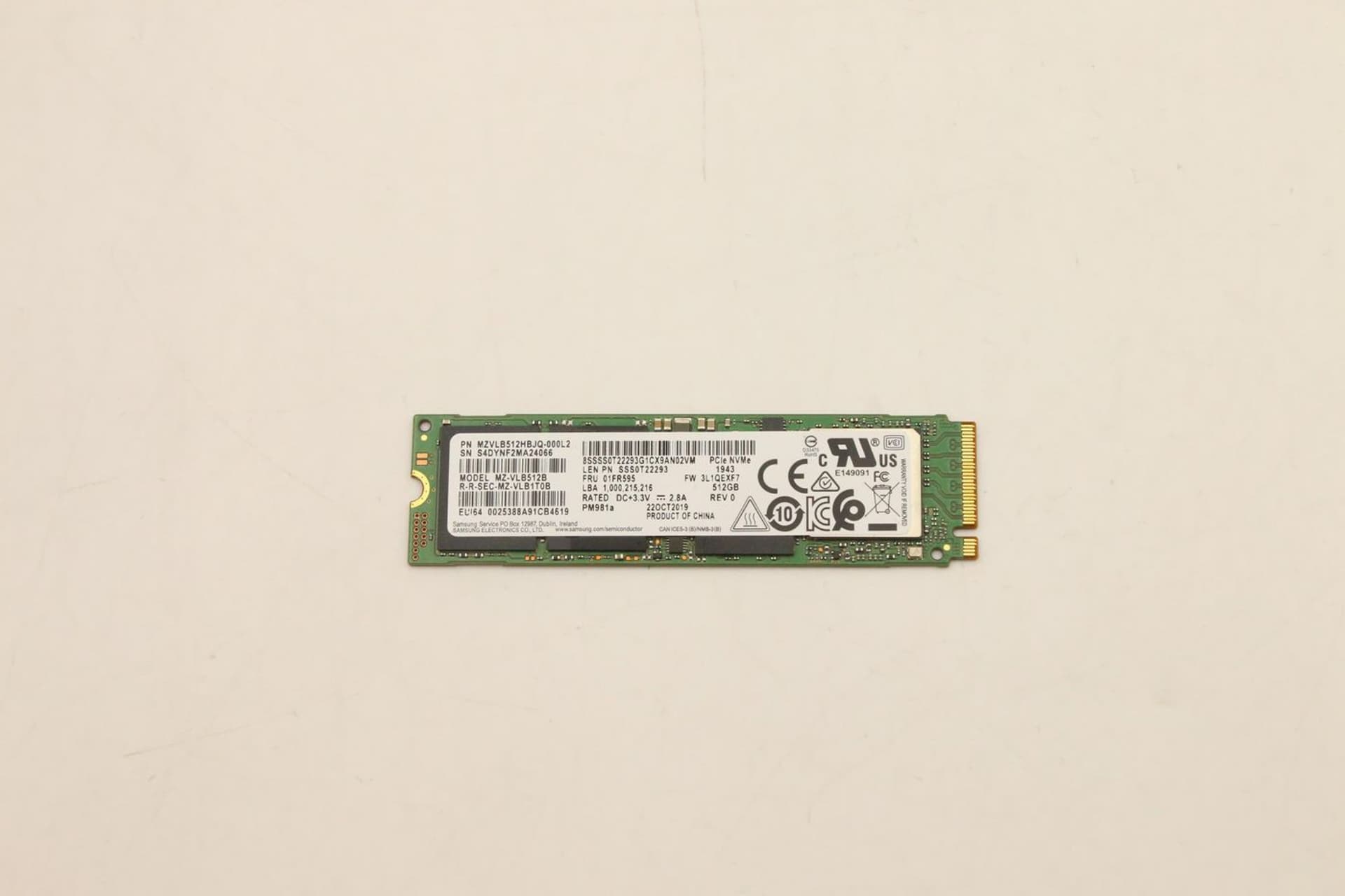 

Lenovo SAMSUNG PM981a 512GB M.2 PCIe